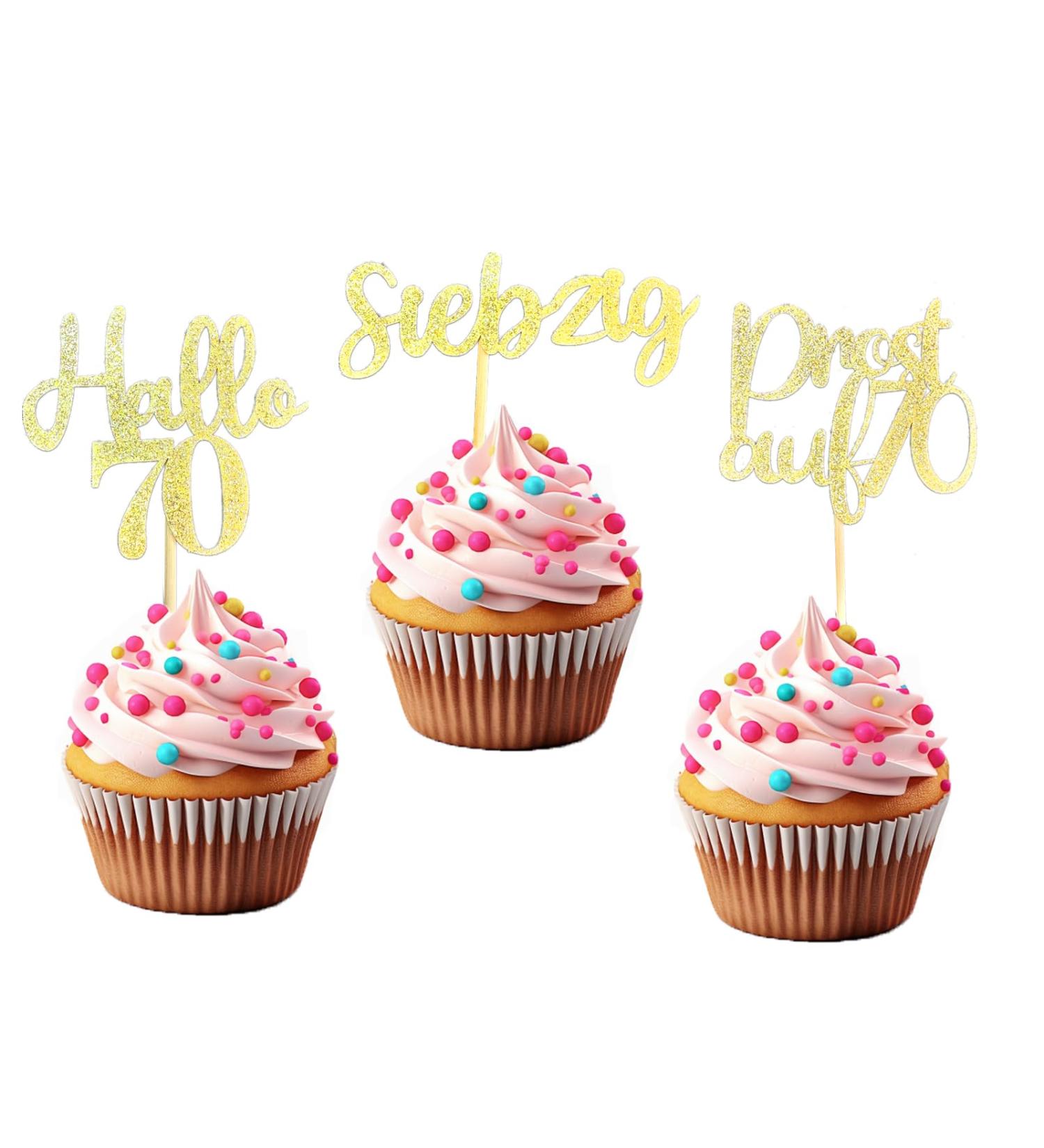 LOINFE Birthday Cupcake Toppers Pack of 24 Cake Toppers Birthday Happy Birthday 70 Years Cake Decoration Cake Decoration for Party Decoration Cake Decorations - Buy Online on GoSupps.com