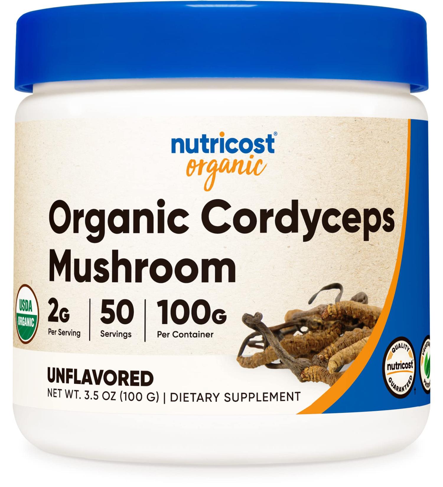 Nutricost Organic Cordyceps Powder 100g - USDA Certified, Non-GMO, Gluten-Free - 3.52oz (1 Pack) - Buy Online on GoSupps.com