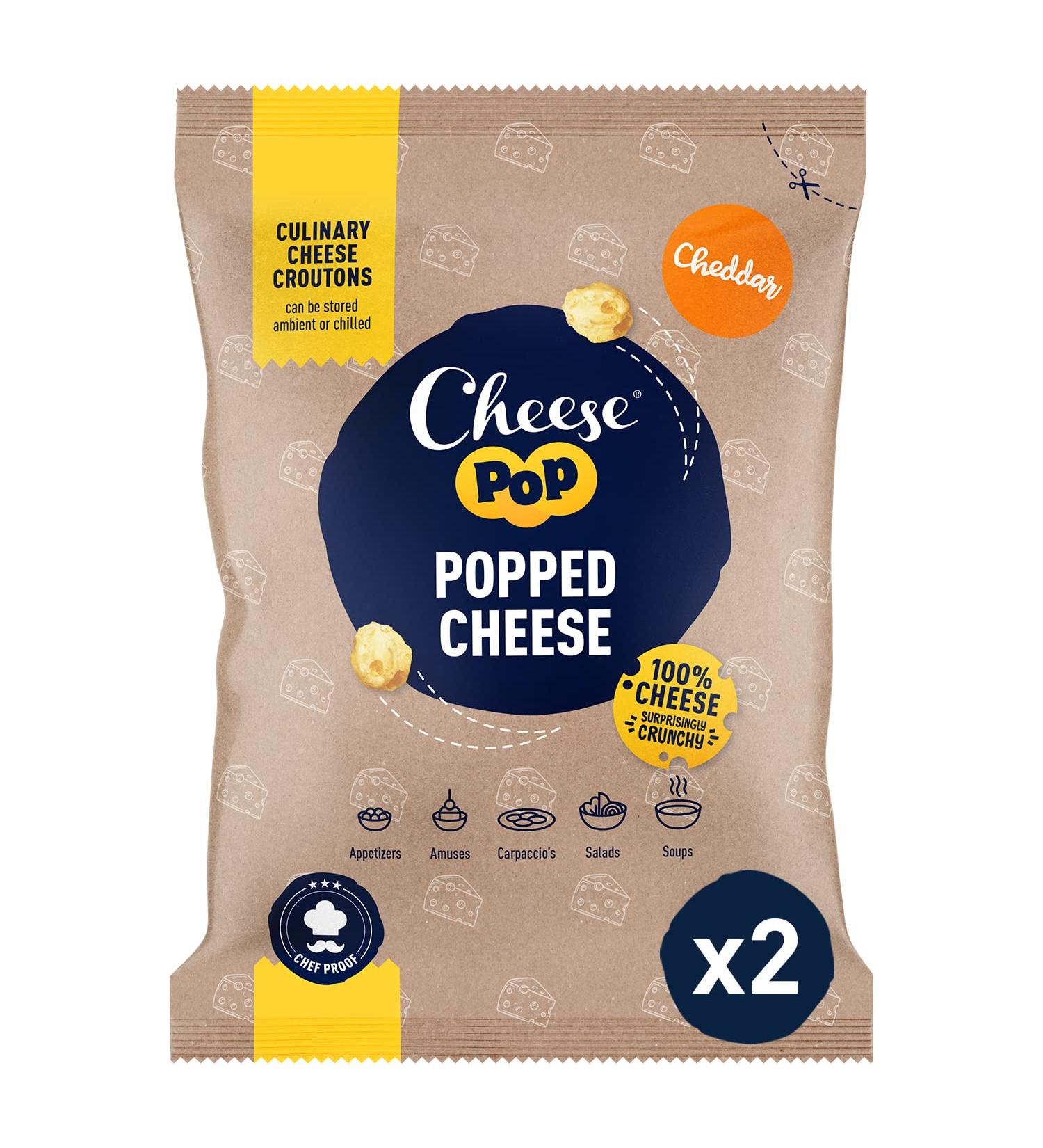Shop 2x500g Airy Cheddar Cheese Pops - Spicy & Creamy Protein Snack | International Shipping - Buy Online on GoSupps.com