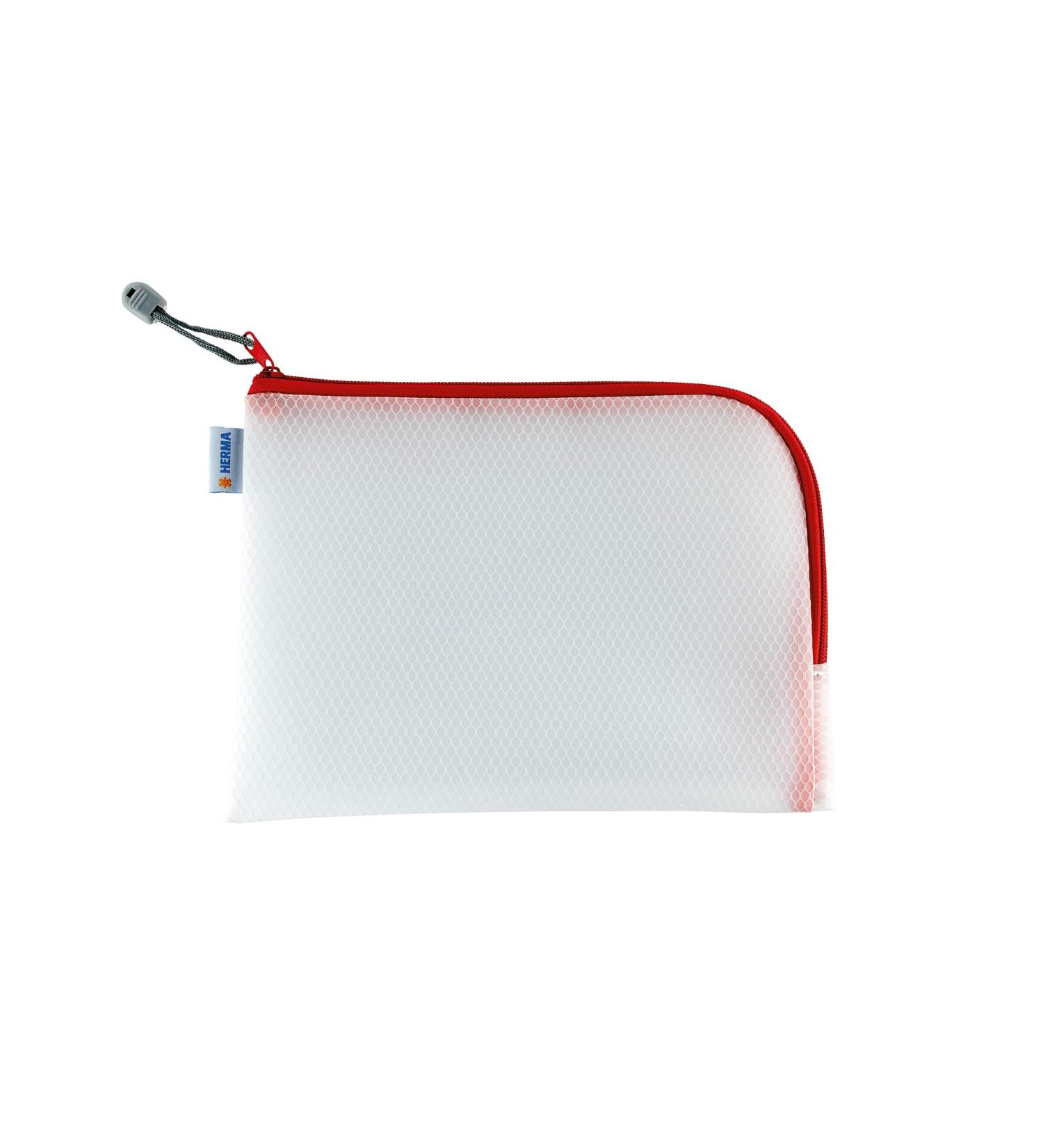 HERMA 20008 City Bag A5 - Transparent Red Zipper Lockable Cosmetic Bag for Makeup Fluids & Toothbrush - 26x20 cm Zip Pocket - Buy Online on GoSupps.com