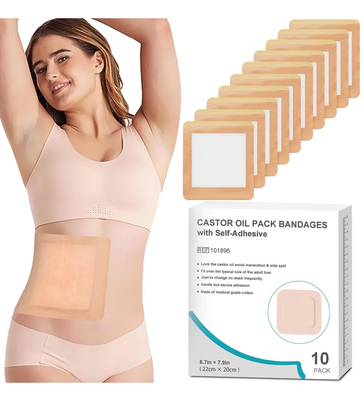 Hbaid 10 PCS Castor Oil Pack Wrap Castor Oil Packs for Liver Detox Aid Sleep Highly Absorbent Self-Adhesive Castor Oil Wrap Organic Cotton No Wash Easy to Use Anti-Seepage (Oil Not Included) 10 Pcs 10 ml (Pack of 1) - Buy Online on GoSupps.com