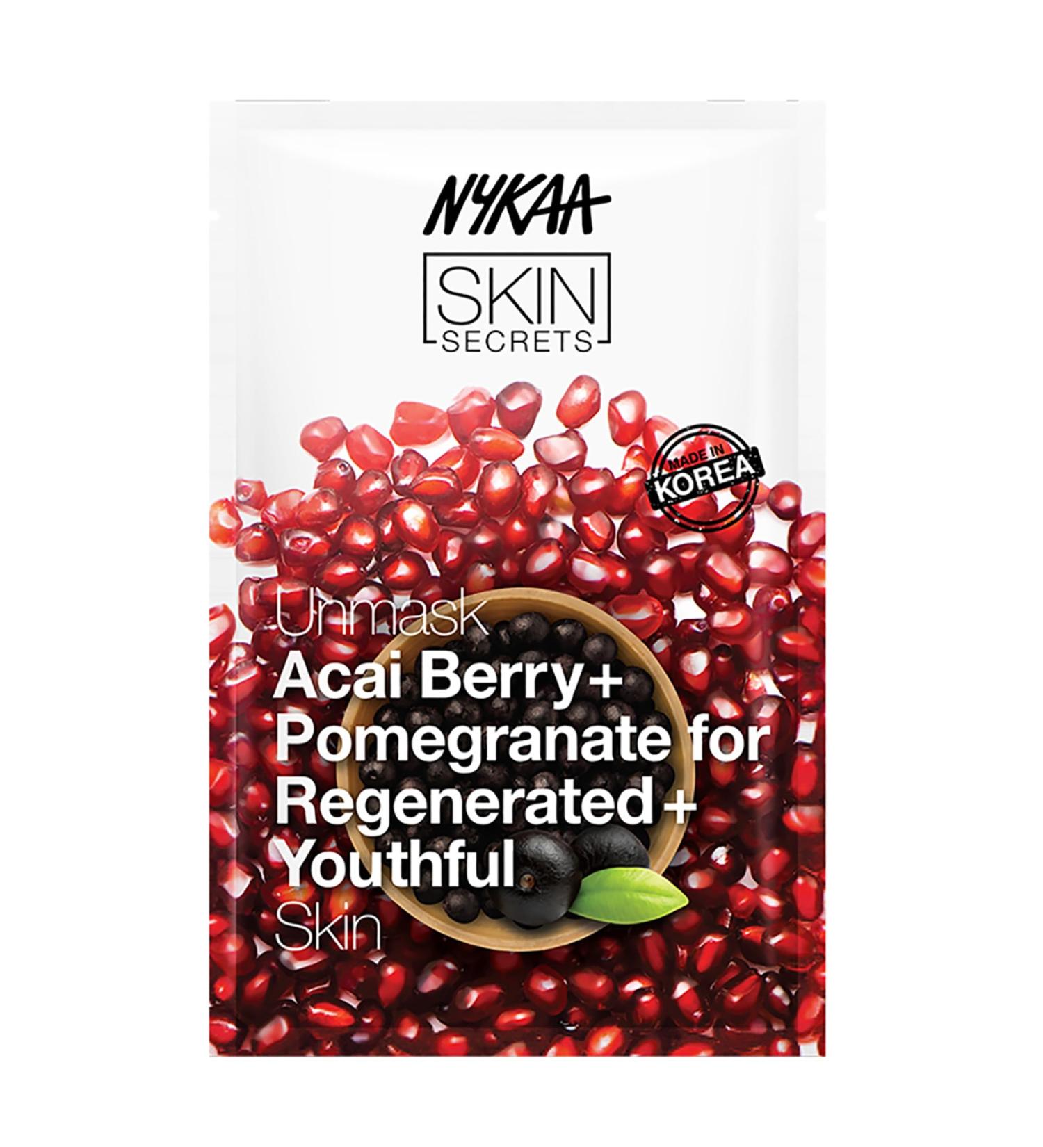 Nykaa Naturals Skin Secrets Bubble Sheet Mask - Acai Berry & Pomegranate - Hydrating & Brightening Facial Sheet Mask - 0.67 oz - International Shipping Available - Buy Online on GoSupps.com
