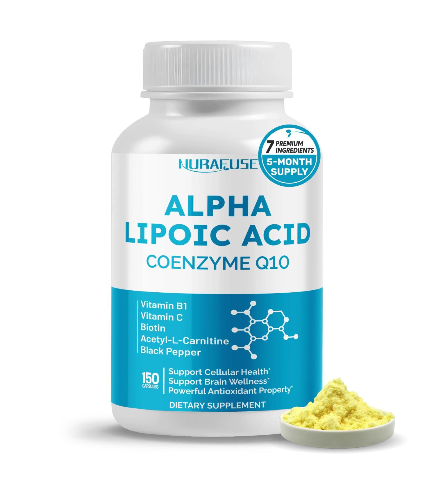 Alpha Lipoic Acid with Coenzyme Q10 Vitamin B Vitamin C Biotin Acetyl-L-Carnitine - Support Cellular Health Brain Wellness - Made and Tested in The USA 150 count (pack of 1) - Buy Online on GoSupps.com