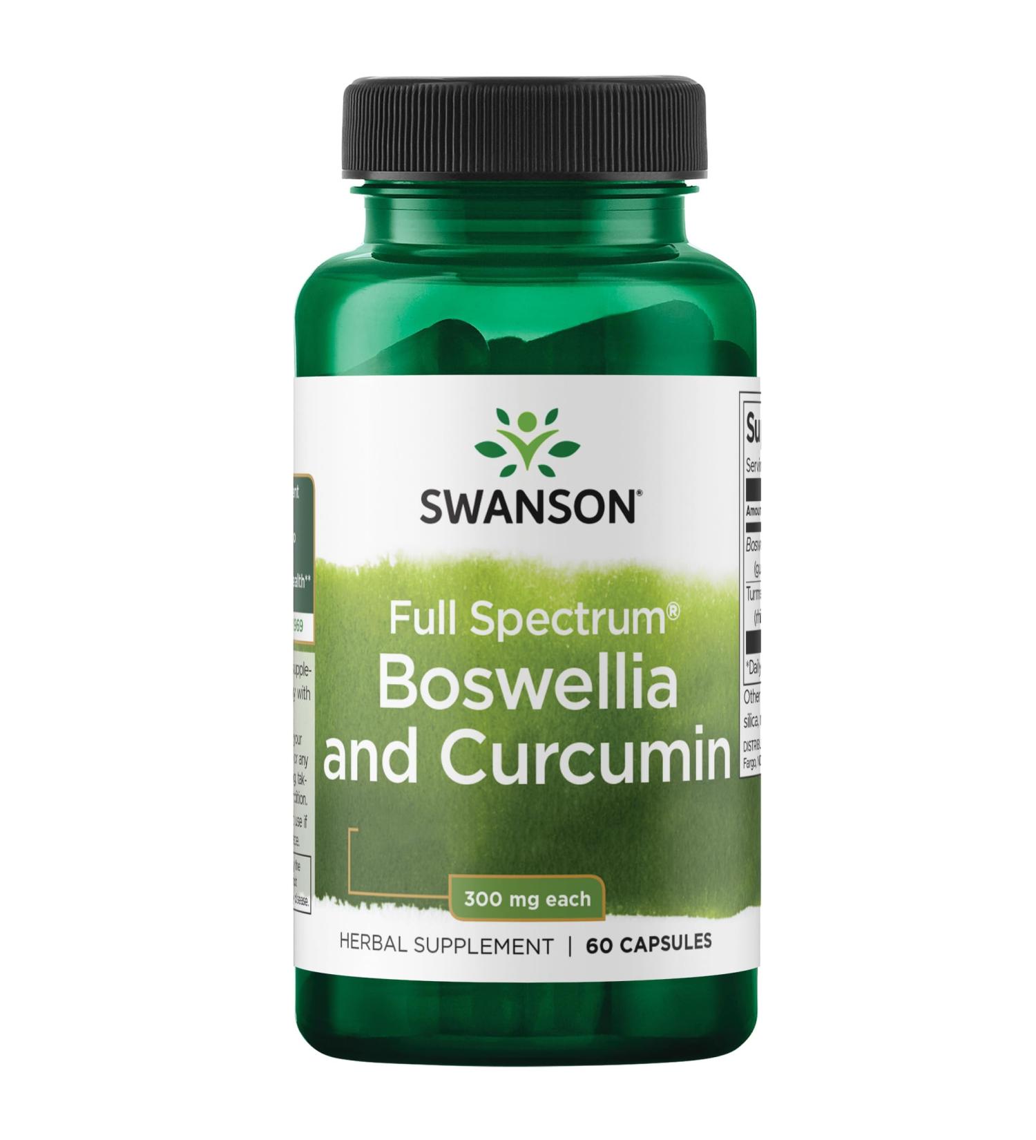 Swanson Boswellia & Curcumin Capsules - 60 High-Dose, Lab Tested, Soy Free, Gluten Free, Non-GMO - Buy Online on GoSupps.com