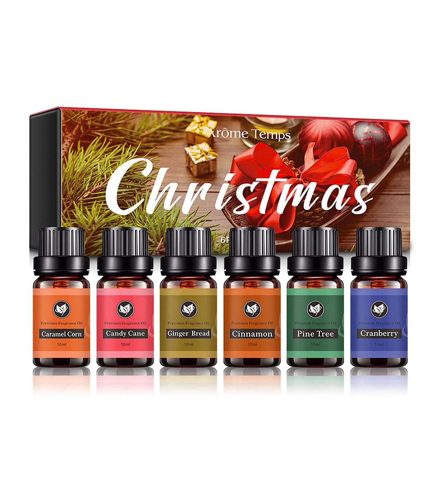 Christmas Premium Grade Fragrance Oils Set Oils Set for Home Diffuser Christmas Set of 6 Premium Fragrance Oils Caramel Corn Candy Cane Ginger Bread Cinnamon Pine Tree Cranberry-10ML Essential Oil*6pcs - Buy Online on GoSupps.com