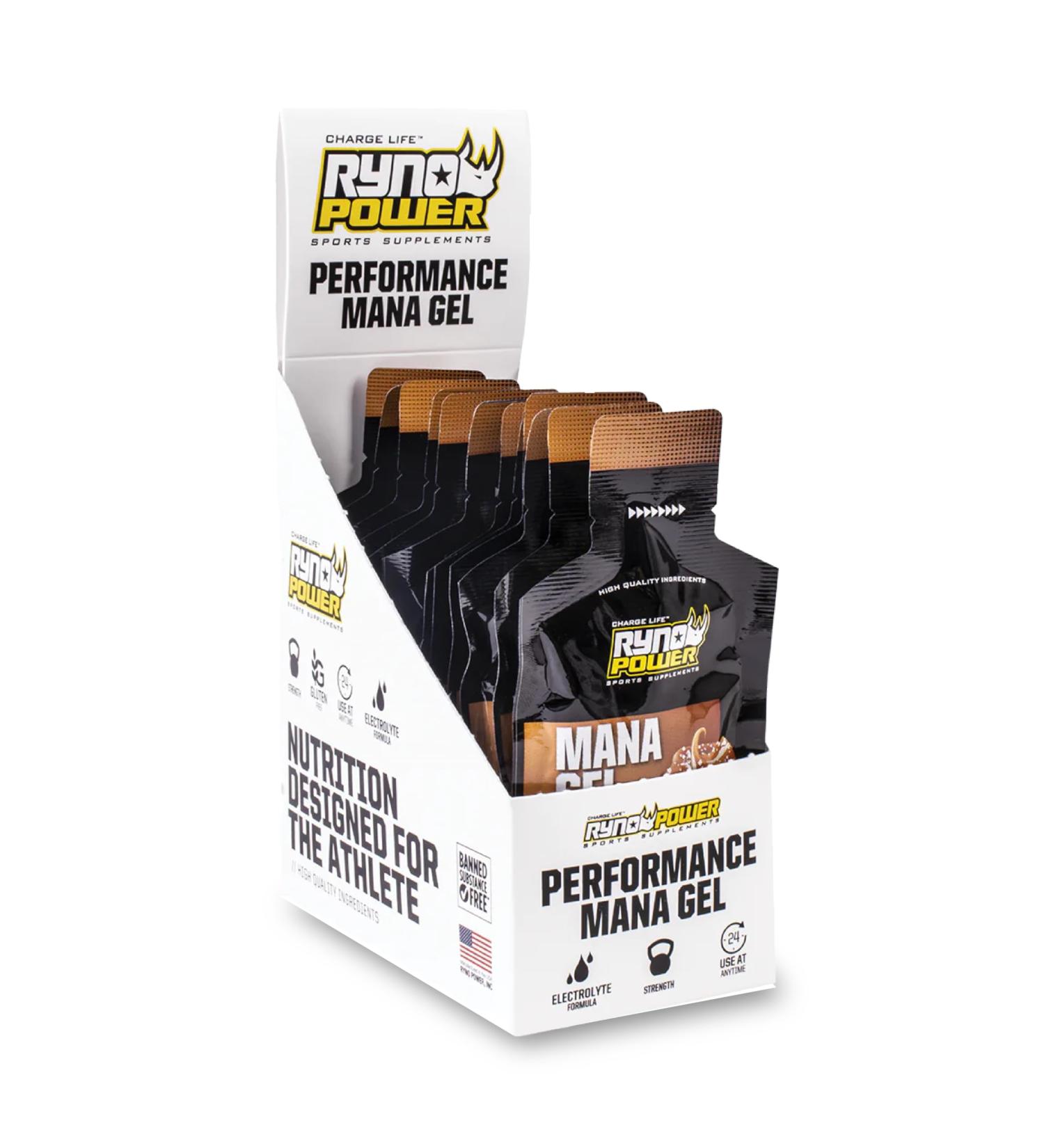 Ryno Power Mana Performance Gel Caddy - 12 Servings Salted Caramel | Boost Energy for Athletes | International Shipping Available - Buy Online on GoSupps.com