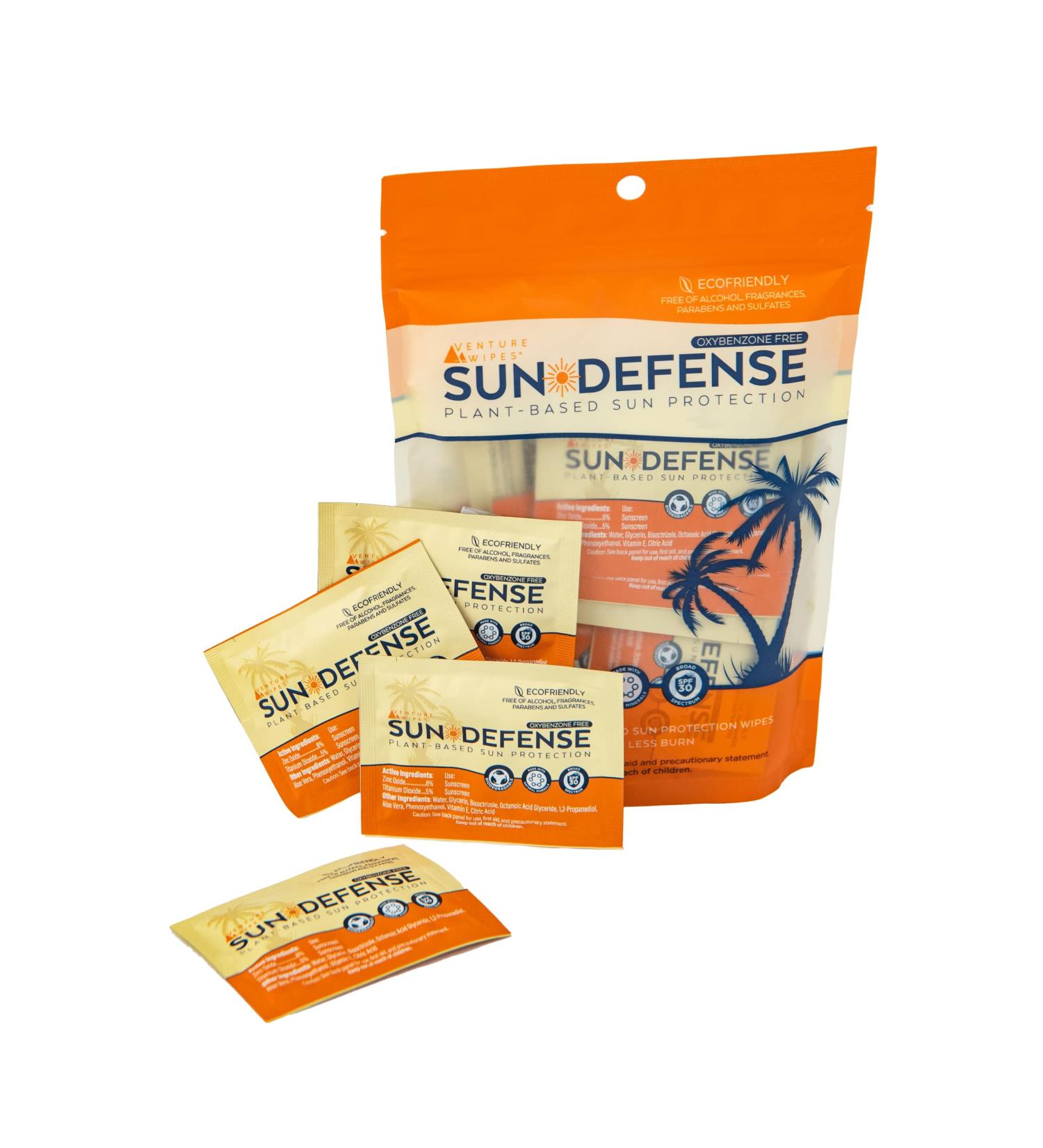 Sun Defense Zinc Mineral Sunscreen Wipes - Travel Size SPF30 Packets for Outdoor Adventures (15 count) - Buy Online on GoSupps.com