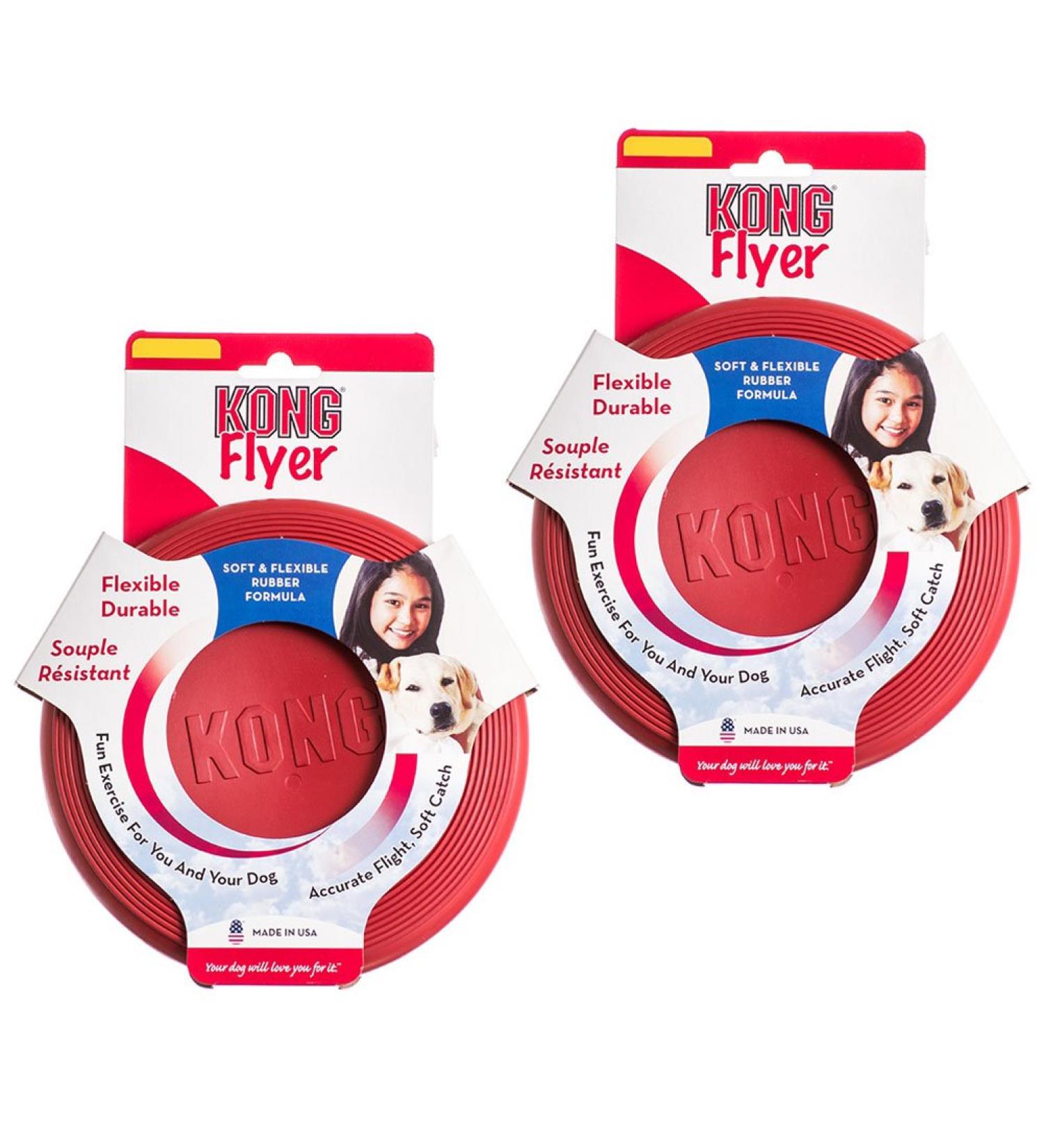 KONG Flyer- Durable Rubber Flying Disc Dog Toy - For Small Dogs (2-pack)