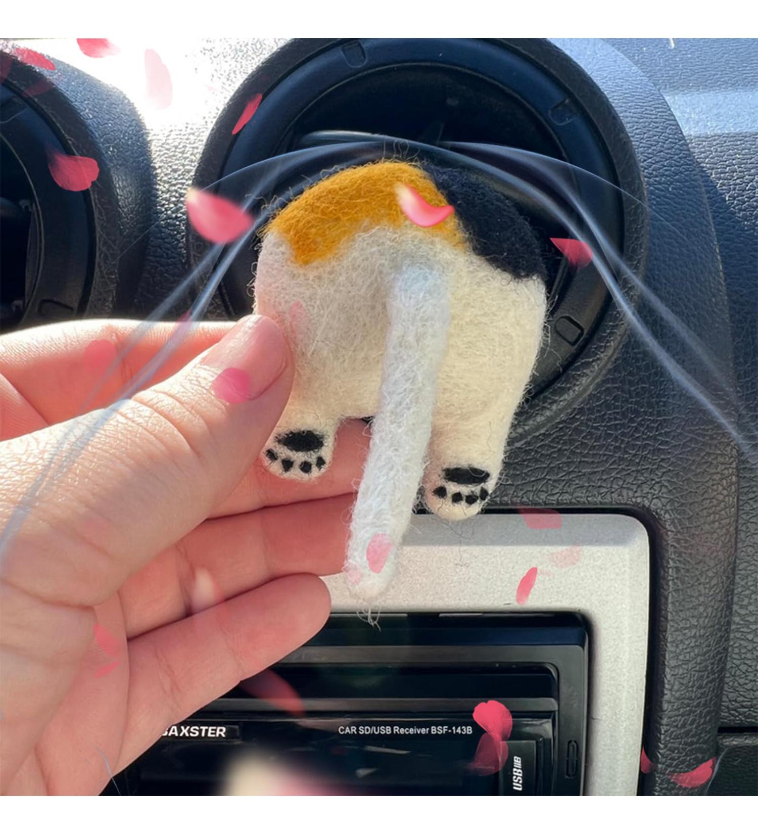 Handmade-Needle Felted Butt Gag Cat Car Accessories Handmade Cat Butt Car Vent (H) - Buy Online on GoSupps.com
