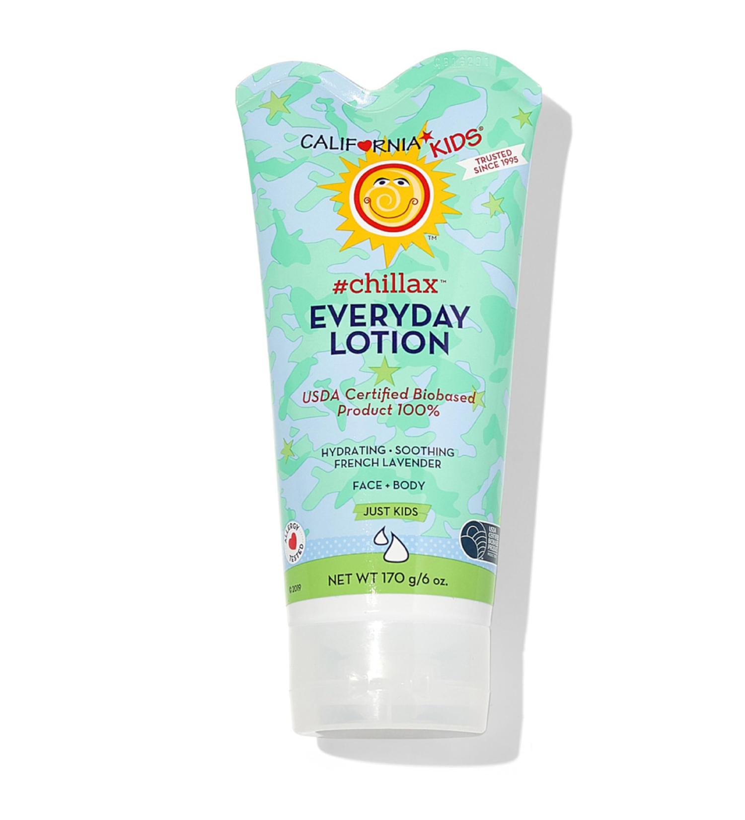 California Kids Chillax Lotion - 100% Plant-Based Lavender Lotion for Dry Sensitive Skin | Hypoallergenic Skin Care for Kids | 170g - Buy Online on GoSupps.com