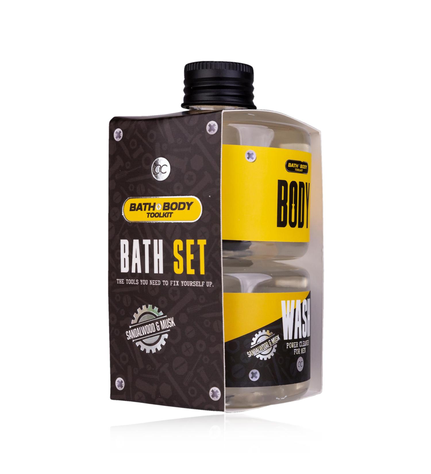 Accentra bathing set Bath + Body Toolkit in gift packaging incl. 2 x 140ml shower gel fragrance: Sandalwood & Musk- bathing and shower gel for men swimming set in gift packaging