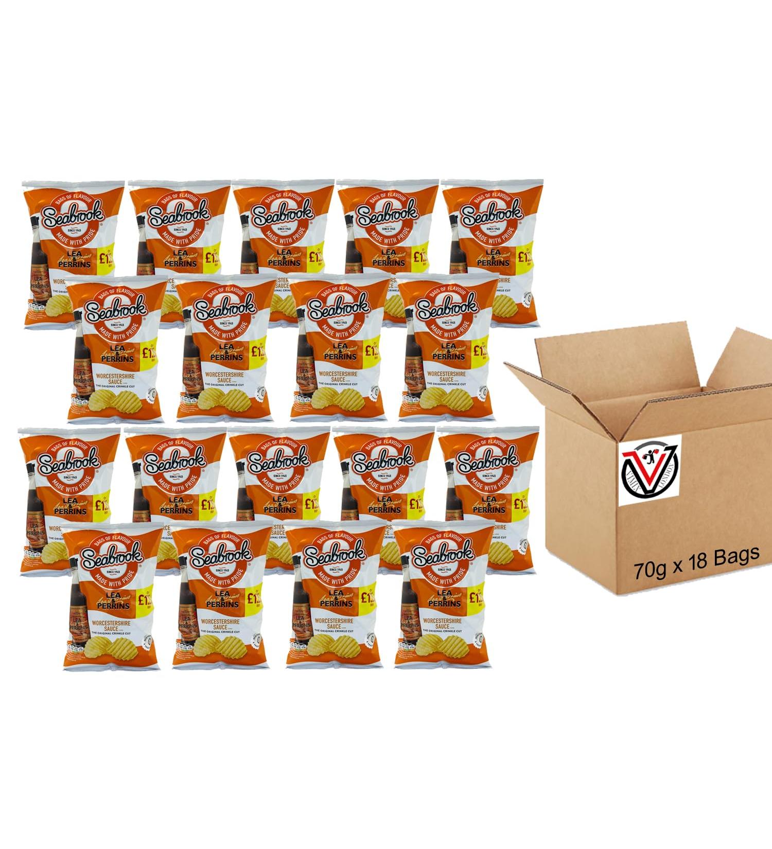 Sea brook Lea & Perrins Crinkle Crisps Pm 1.25 | 18 Bags x 70g - Buy Online on GoSupps.com