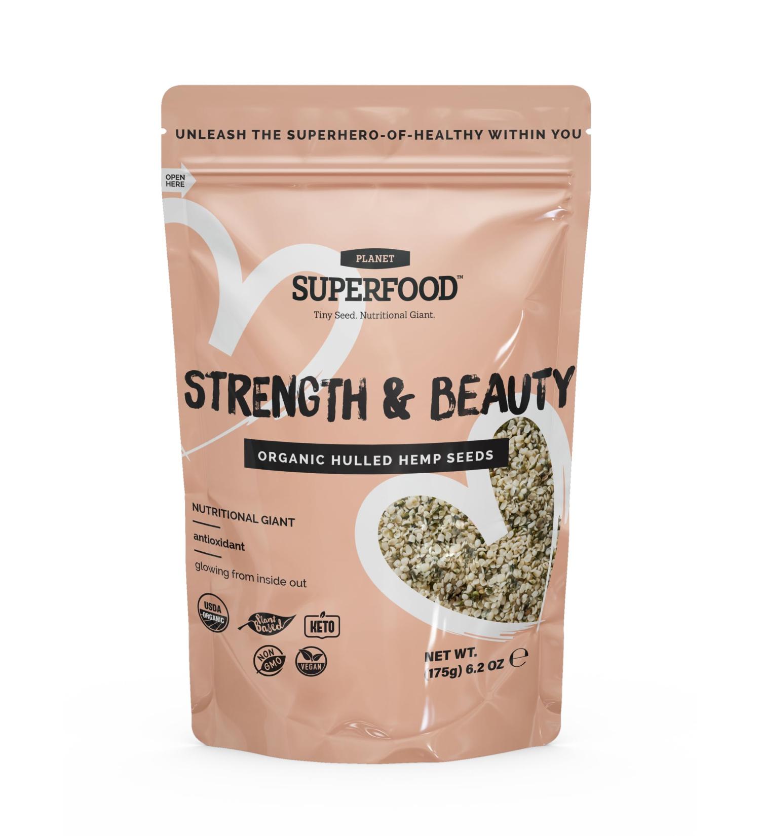 Organic Shelled Hemp Seeds 175g - High Protein Omega 3 | Vegan Keto Diet - Non-GMO Gluten Free - Buy Online on GoSupps.com
