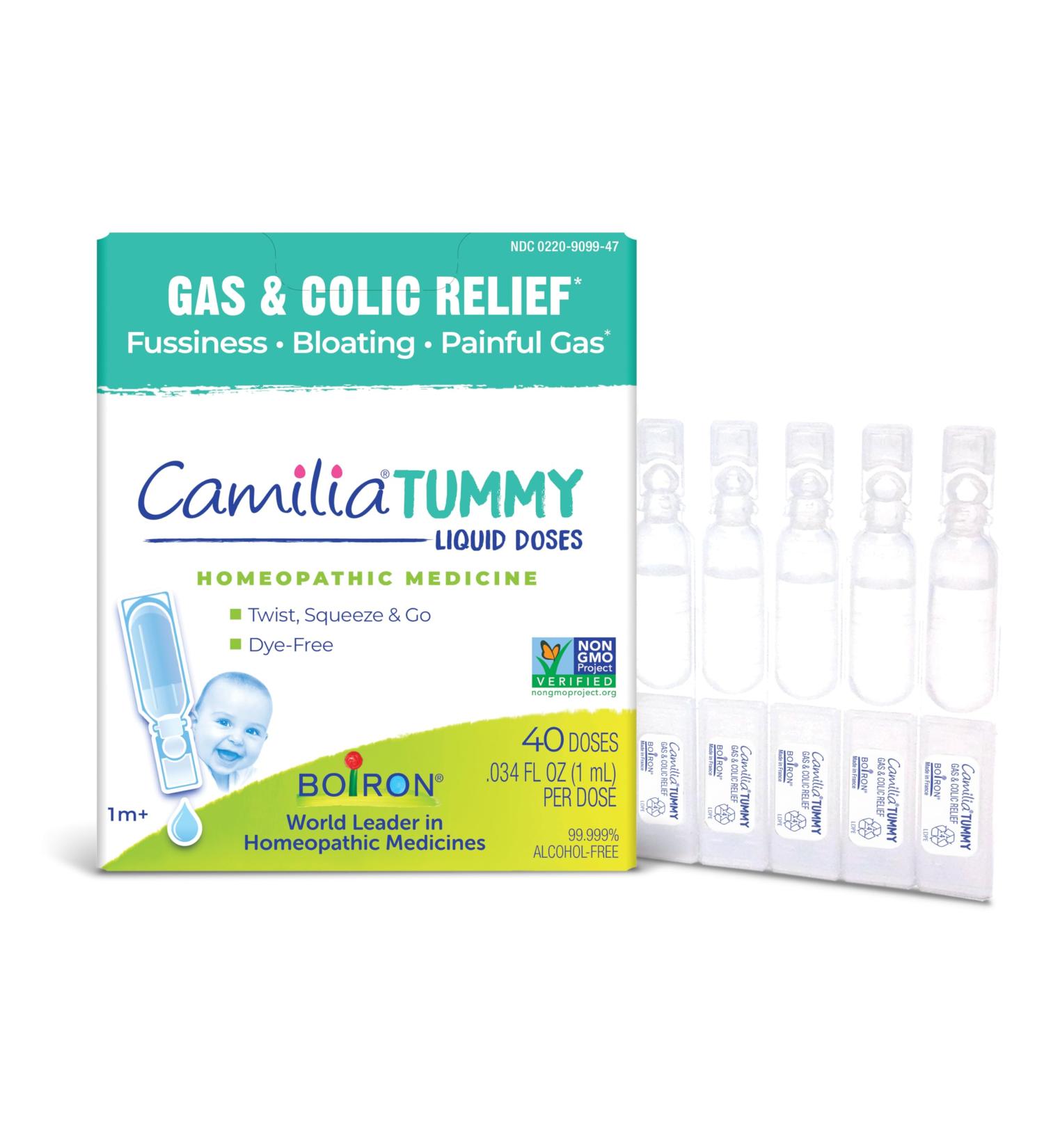 Boiron Camilia Tummy Drops - 40 Count for Colic Painful Gas Bloating & Fussiness - Sterile and Non-Drowsy Liquid Doses - Buy Online on GoSupps.com