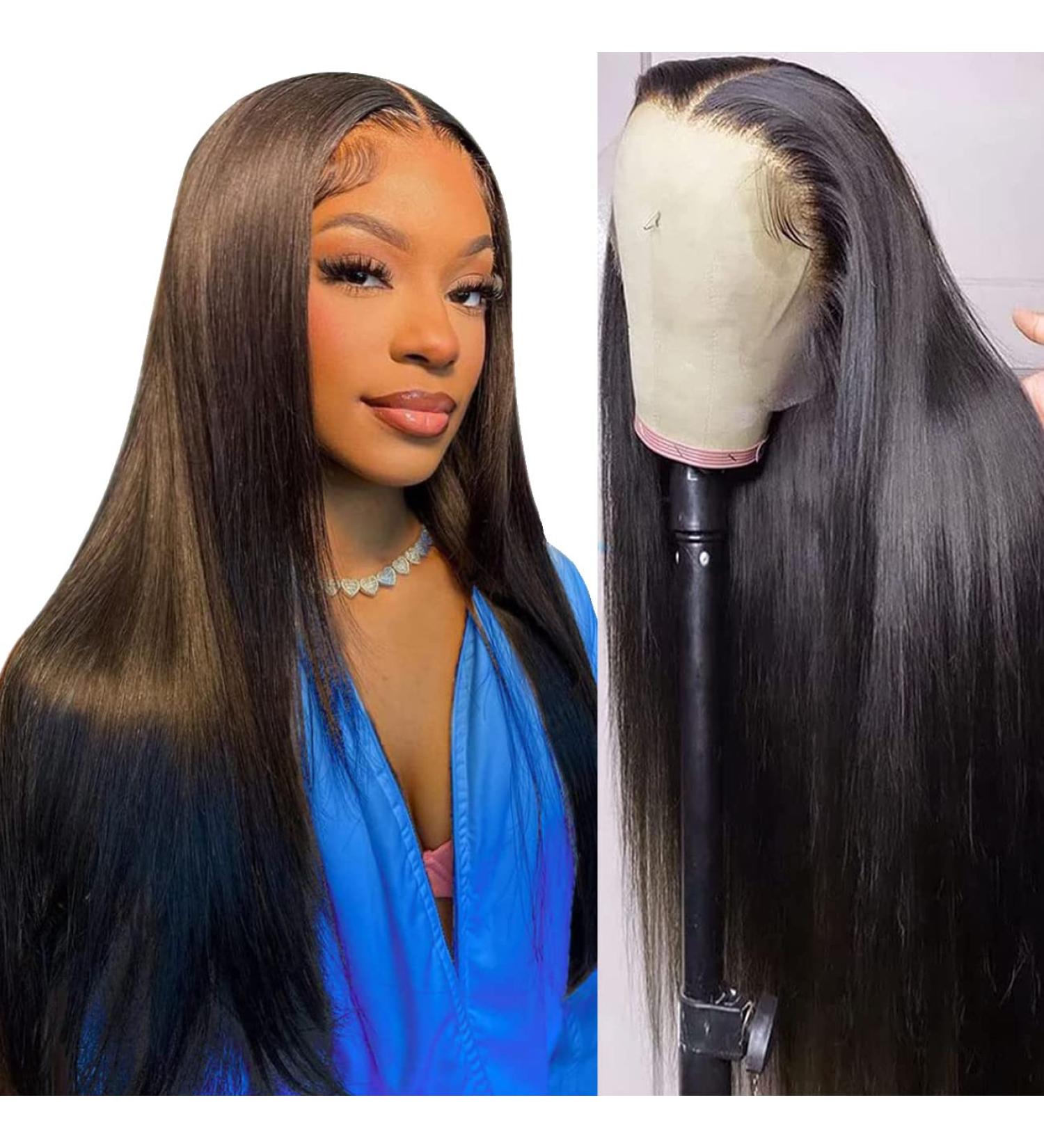 24 Inch Straight Lace Front Human Hair Wig | Glueless HD Transparent Lace | Pre Plucked with Baby Hair | Brazilian Bone Virgin Hair | Natural Color - Buy Online on GoSupps.com