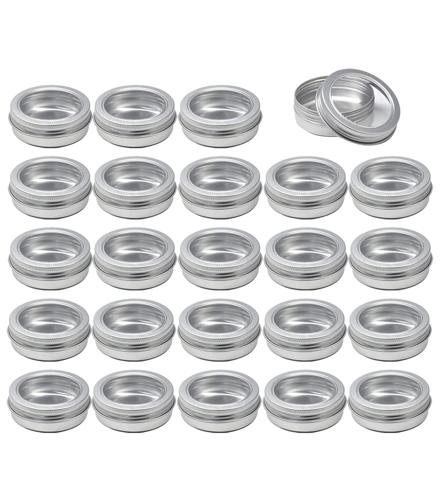 Zeoabsy 50 Pack 60ml Silver Aluminum Tin Cans with Screw Cap & Viewing Window - Ideal for DIY Ointments Candles Cosmetics & Shaving Soap - Buy Online on GoSupps.com