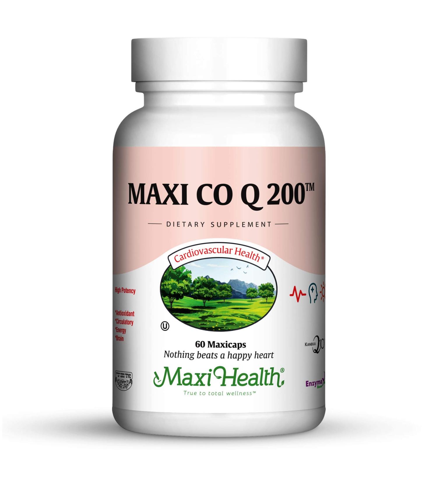 Maxi Health CO Q10 200mg - Coenzyme Q10 Supplement for Heart Health - 60 Kosher Capsules - Best Price & Fast International Shipping - Buy Online on GoSupps.com