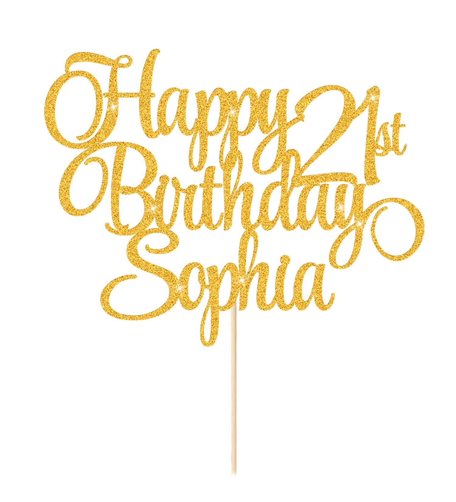 Happy Birthday Cake Topper Personalised Cake Topper Birthday Decoration with Any Age & Name 11 Colors Double-Sided Glitter Cake Topper Gifts for 13th 16th 18th 21st 30th 50th 60th (Gold) - Buy Online on GoSupps.com