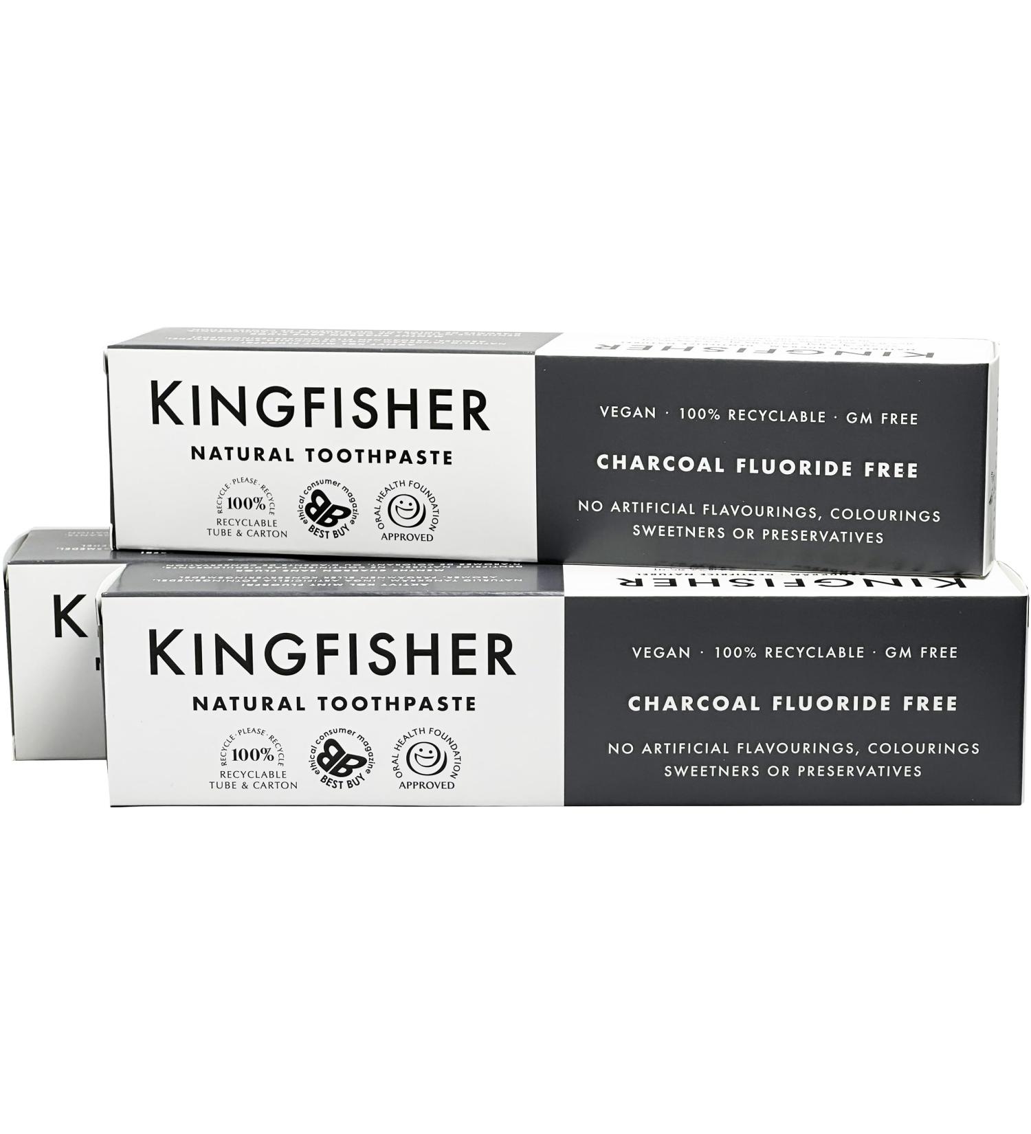 Kingfisher Charcoal Whitening Toothpaste 3 x 100ml - Buy Online on GoSupps.com