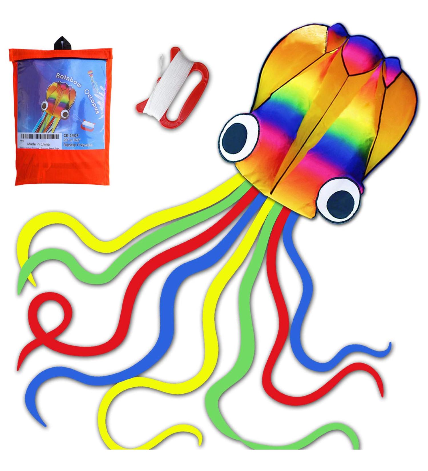 Great Octopus Dragon Flight - Large Rainbow Easy Flyer for Outdoor Games & Activities | Vibrant Colorful Flying Dragons - Buy Online on GoSupps.com