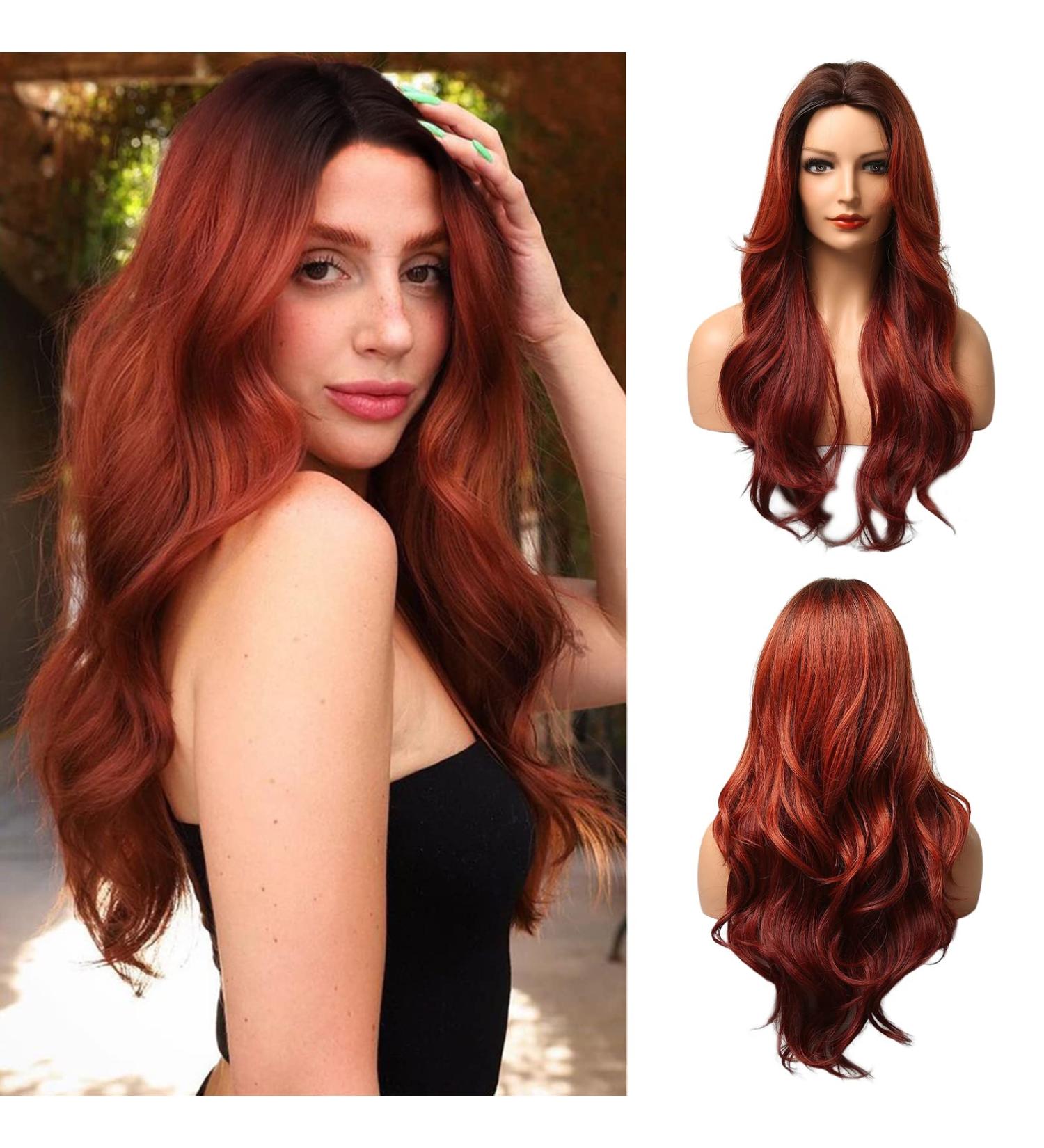 Esmee Ombre Red Brown Synthetic Wig for Women - Heat-Resistant Natural Long Wavy Hair for Daily Wear & Cosplay - Buy Online on GoSupps.com