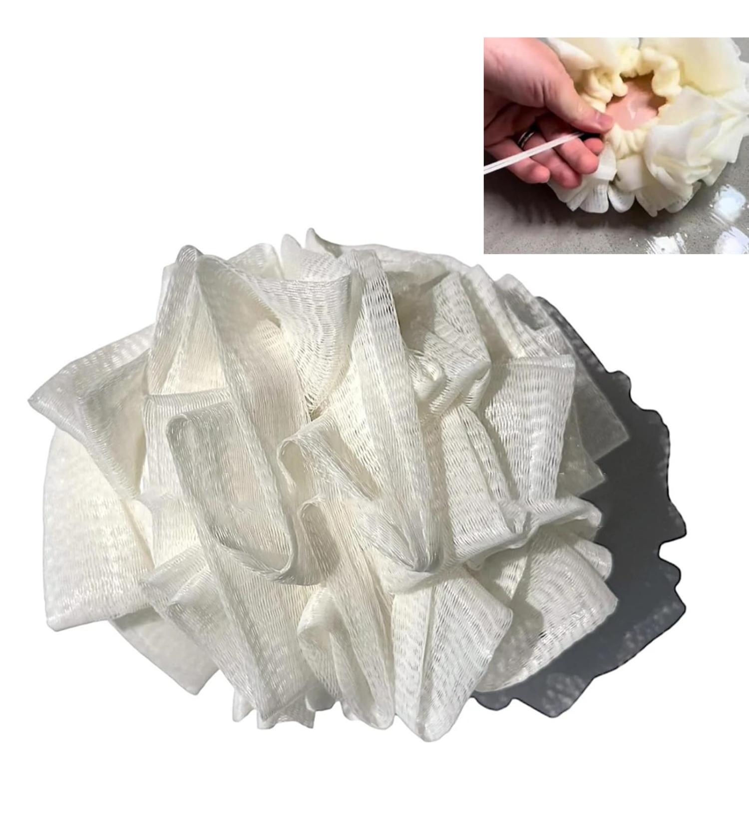 2 in 1 Bath Loofah Sponge Portable Face Washing Shower Loofahs Mesh Pouf Suitable for Wet or Dry Brushing Men Women Bath Supplies - Buy Online on GoSupps.com
