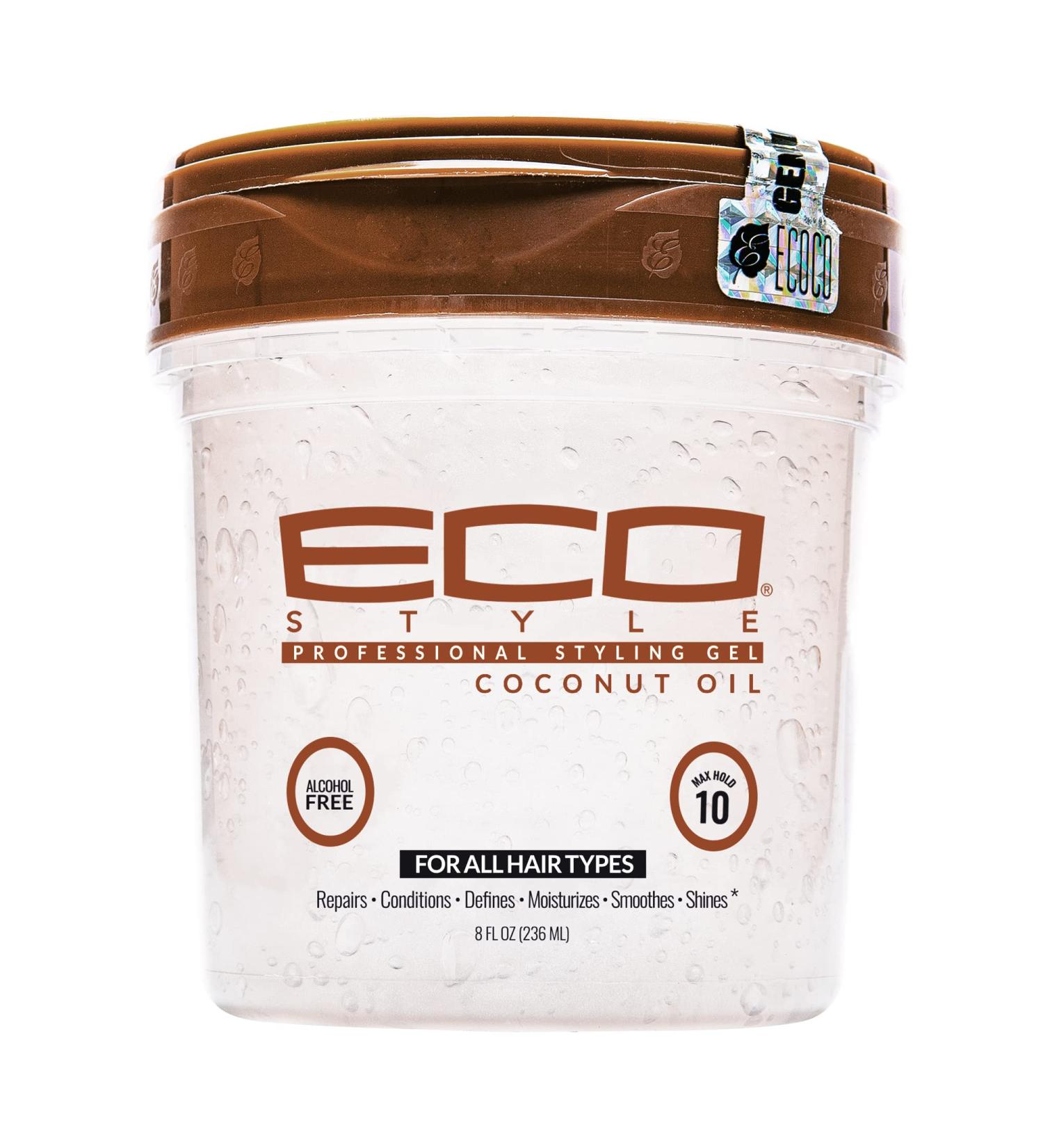 Eco Style Coconut Oil Styling Gel | Adds Luster, Moisturizes Hair | Weightless Hold, Prevents Breakage | Promotes Scalp Health | 8 oz - Ideal for all Hair - Buy Online on GoSupps.com