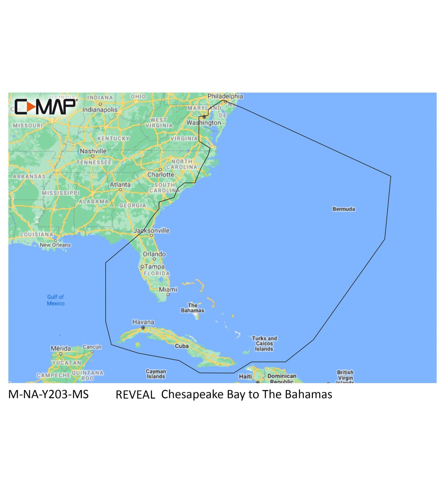 C-MAP Reveal Coastal Charts for Marine GPS Navigation with Shaded Relief  Hi-Res Bathymetry  Vectors  Custom Depth Shading Chesapeake Bay to the Bahamas - Buy Online on GoSupps.com