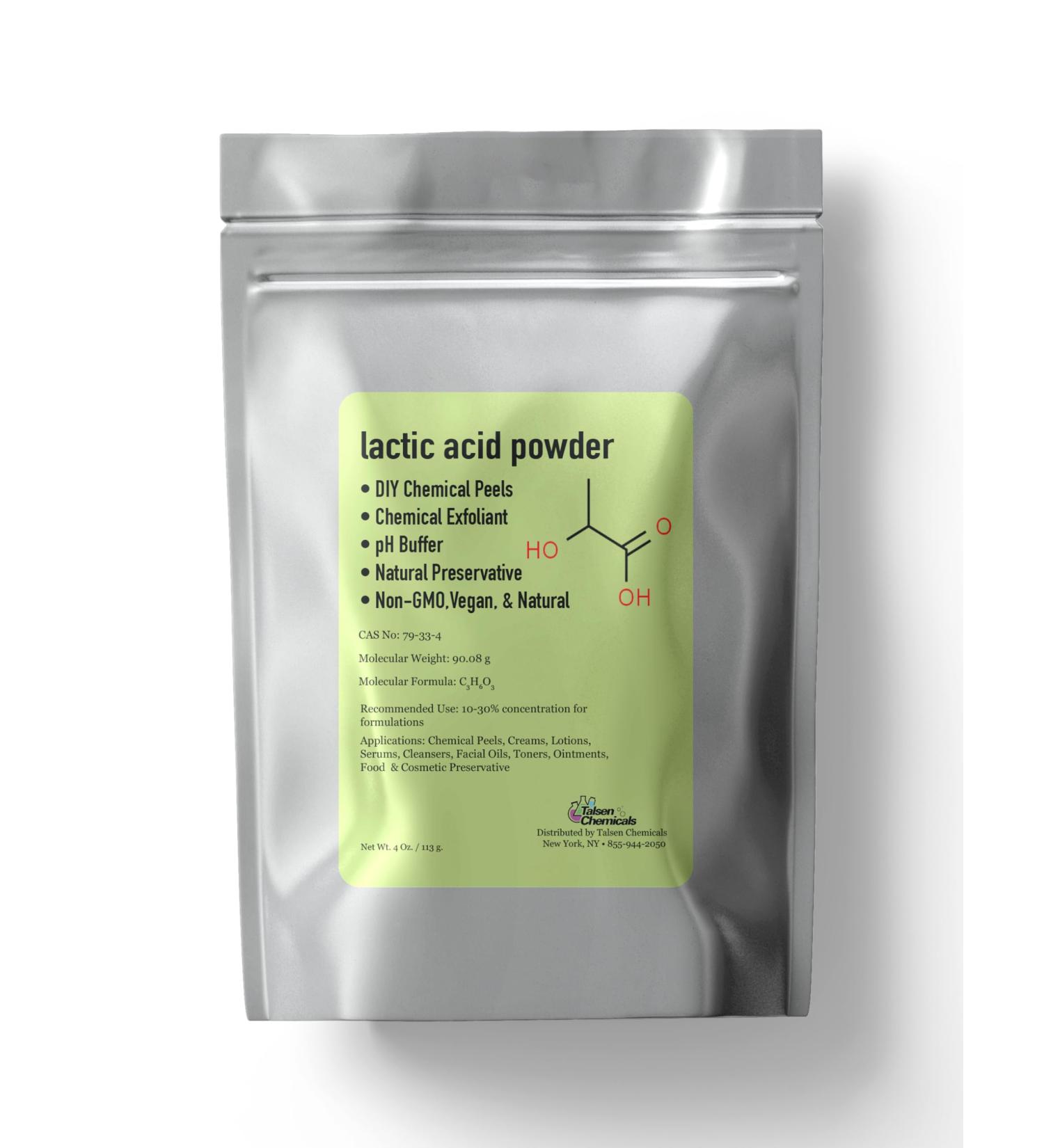 Talsen Chemicals Lactic Acid Powder Lactic Acid Food and Cosmetics Grade DIY Lactic Acid Peel for Skin Moisturizing 4 Ounce (Pack of 1) - Buy Online on GoSupps.com