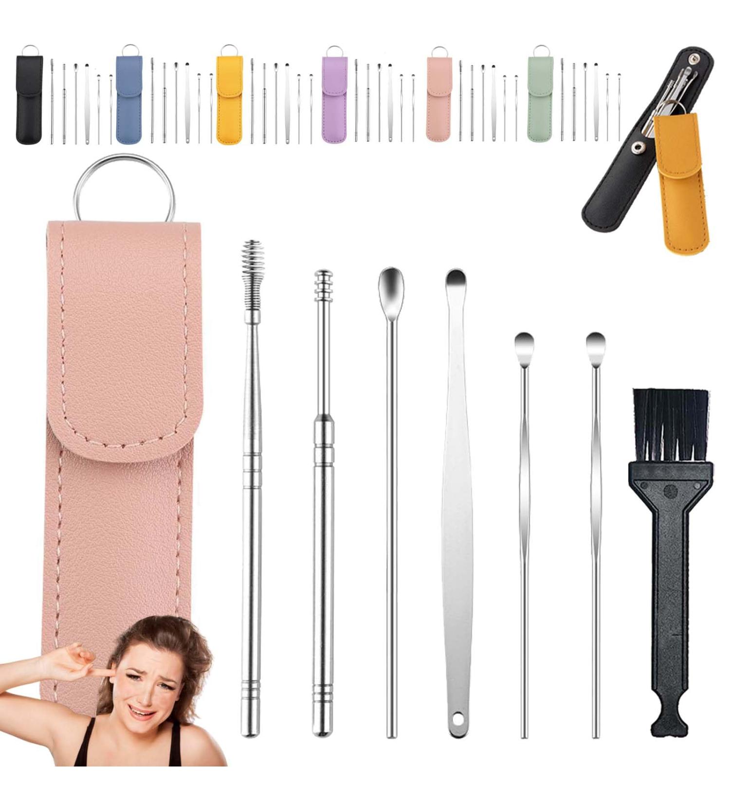 Dinniwikl Primobe Ear Wax Cleaner - 360 Portable Tool Set with Brush & Bag - Innovative Spring Cleaning Kit (B Pink) - International Shipping Available - Buy Online on GoSupps.com