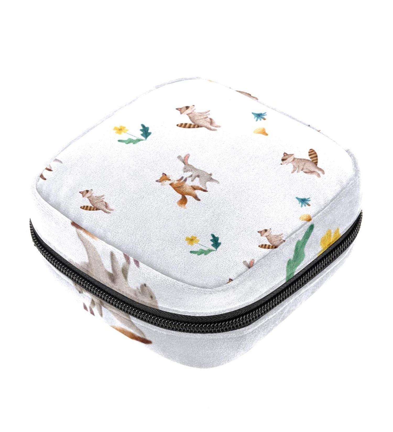 HomeDecorZone Portable Period Kit Bag for Girls - Cartoon Animal Design, Multicoloured - Pads and Tampons Pouch with Zipper - Buy Online on GoSupps.com