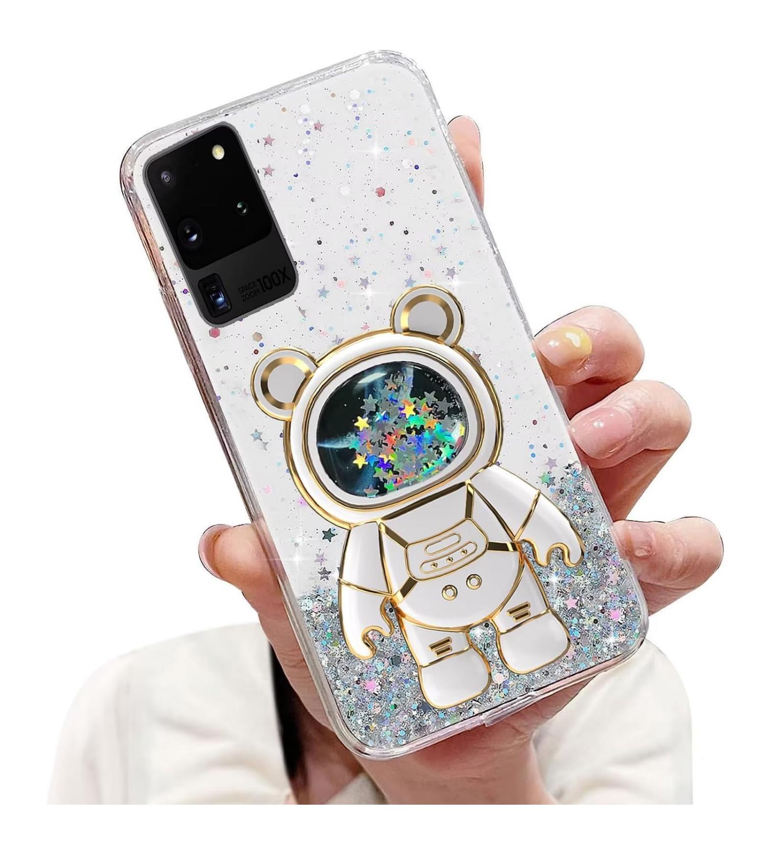 Tivenfezk Nadoli Samsung Galaxy S20 Ultra Case - Glitter Astronaut Stand Soft Silicone Bling Shell Transparent Protective Cover - Buy Online on GoSupps.com