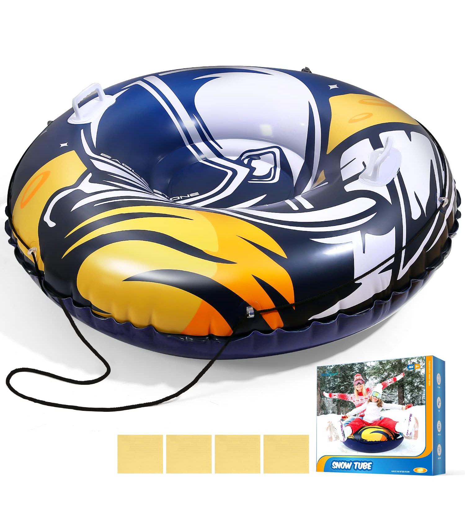 Large 47 Inch Snow Tube with 4 Snow Patches - Waterproof Inflatable Sled for Winter Fun | Space Theme, Heavy Duty K80 PVC Material, -30F Resistant - Buy Online on GoSupps.com