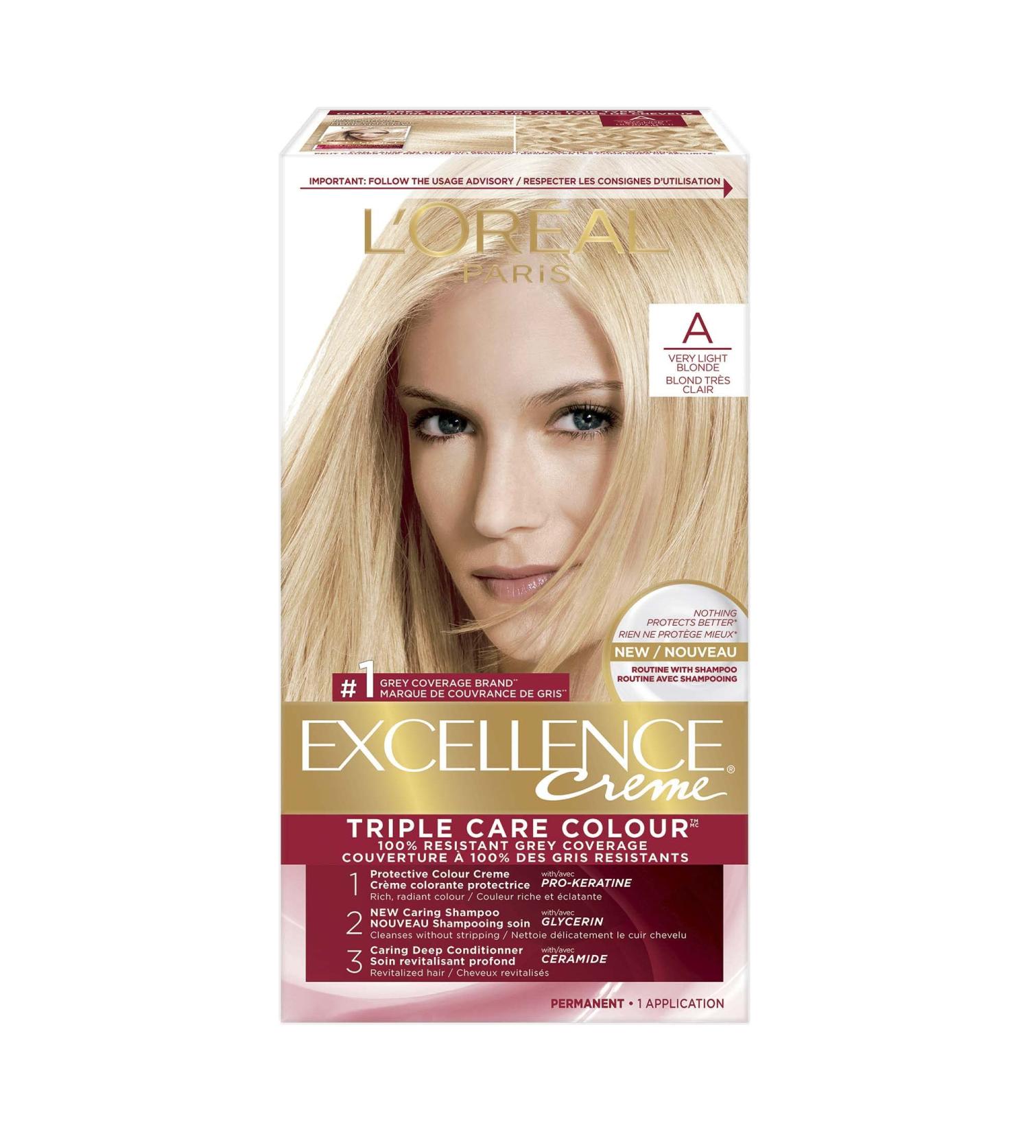 L Or al Paris Excellence Cr me Permanent Hair Color A Very Light Blonde 100% Grey Coverage Hair Dye 1 EA (Packaging May Vary) A Very Light Blonde Cream formula - Buy Online on GoSupps.com