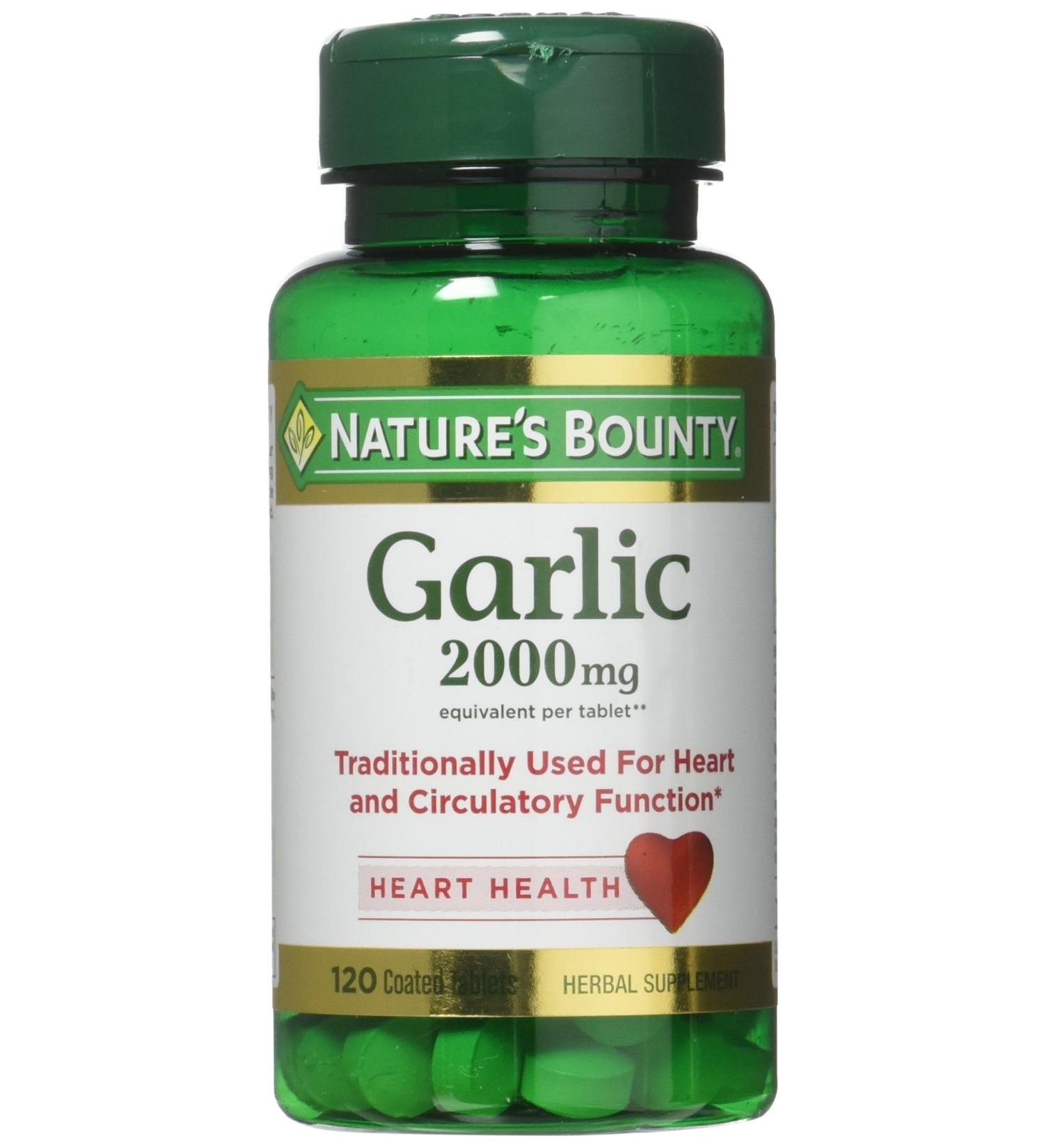 Nature's Bounty Garlic 2000mg, 240 Coated Tablets (2 Pack) - 2 Bottles of 120 Tablets - Buy Online on GoSupps.com