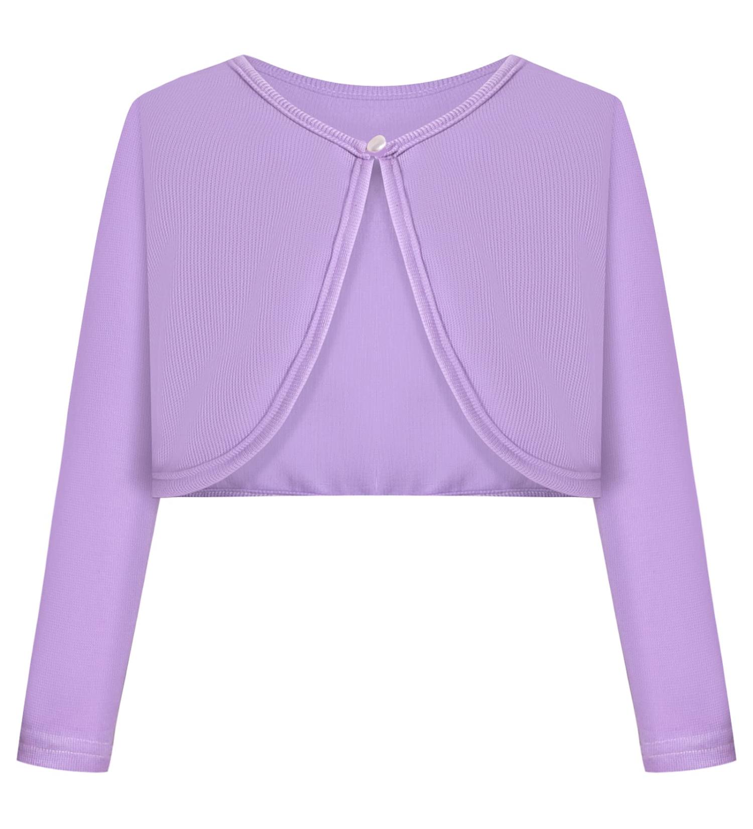 BONNY BILLY Girls Long Sleeve Knitted Cotton Bolero Shrug - Size 5-6 Years, Purple - Buy Online on GoSupps.com