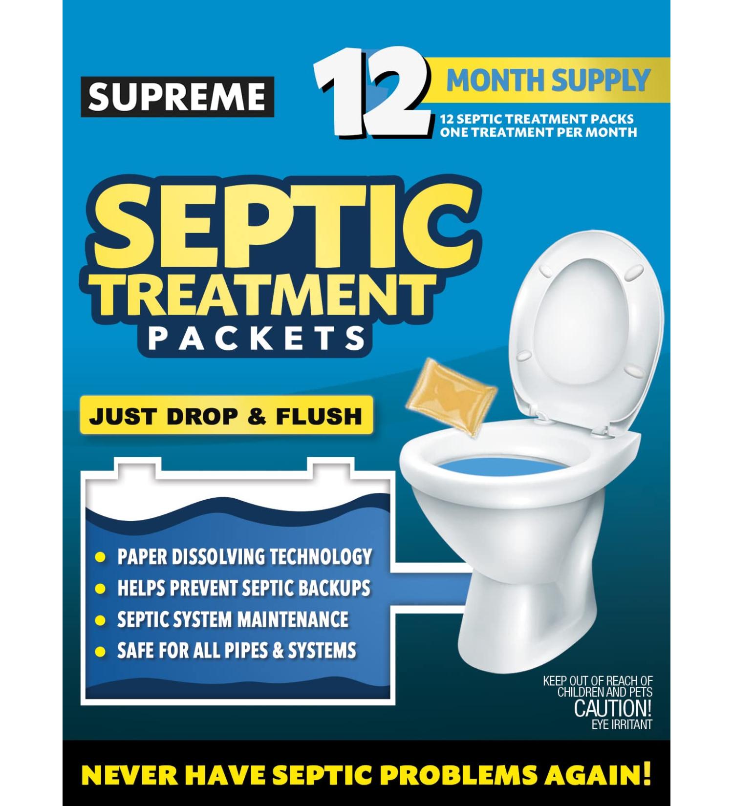 12-Month Supply of Dissolvable Septic Tank Treatment Packets | Monthly Septic Tank Maintenance - Buy Online on GoSupps.com