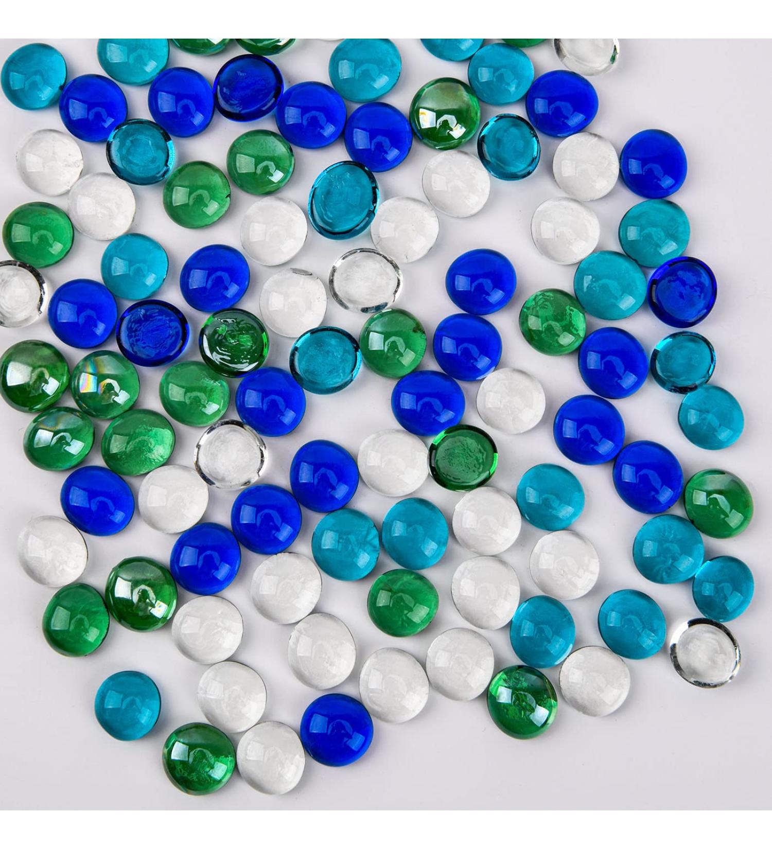 Hisredsun 290 Pcs Mixed Color Glass Pebble Stones - 1.35kg Decorative Vase Fillers & Aquarium Gems - 17-20mm Flat Marble Pearls - Buy Online on GoSupps.com