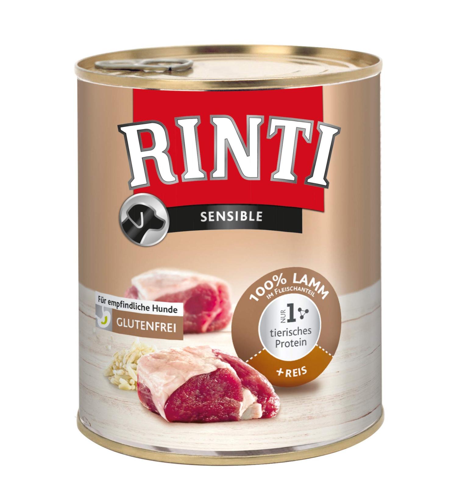Rinti Sensible Lamb + Rice 12-pack (12 x 800 g) Lamb 800 g (12-pack)