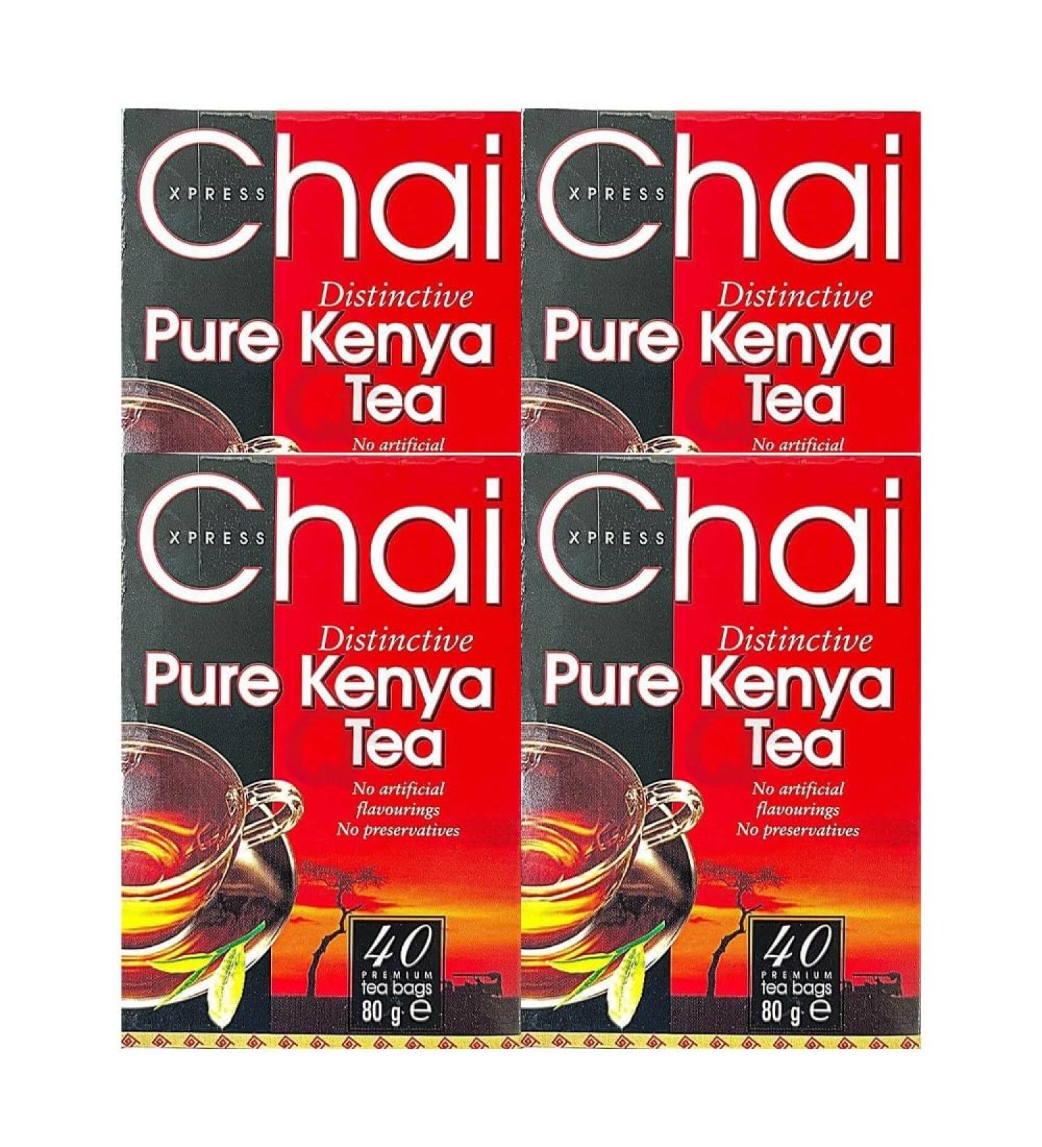 Chai Xpress Pure Kenya Tea | 40 Tea Bags | Distinctive Tea | No Artificial Flavourings | No Preservatives | Indian Origin | 80G | Pack Of 4 - Buy Online on GoSupps.com