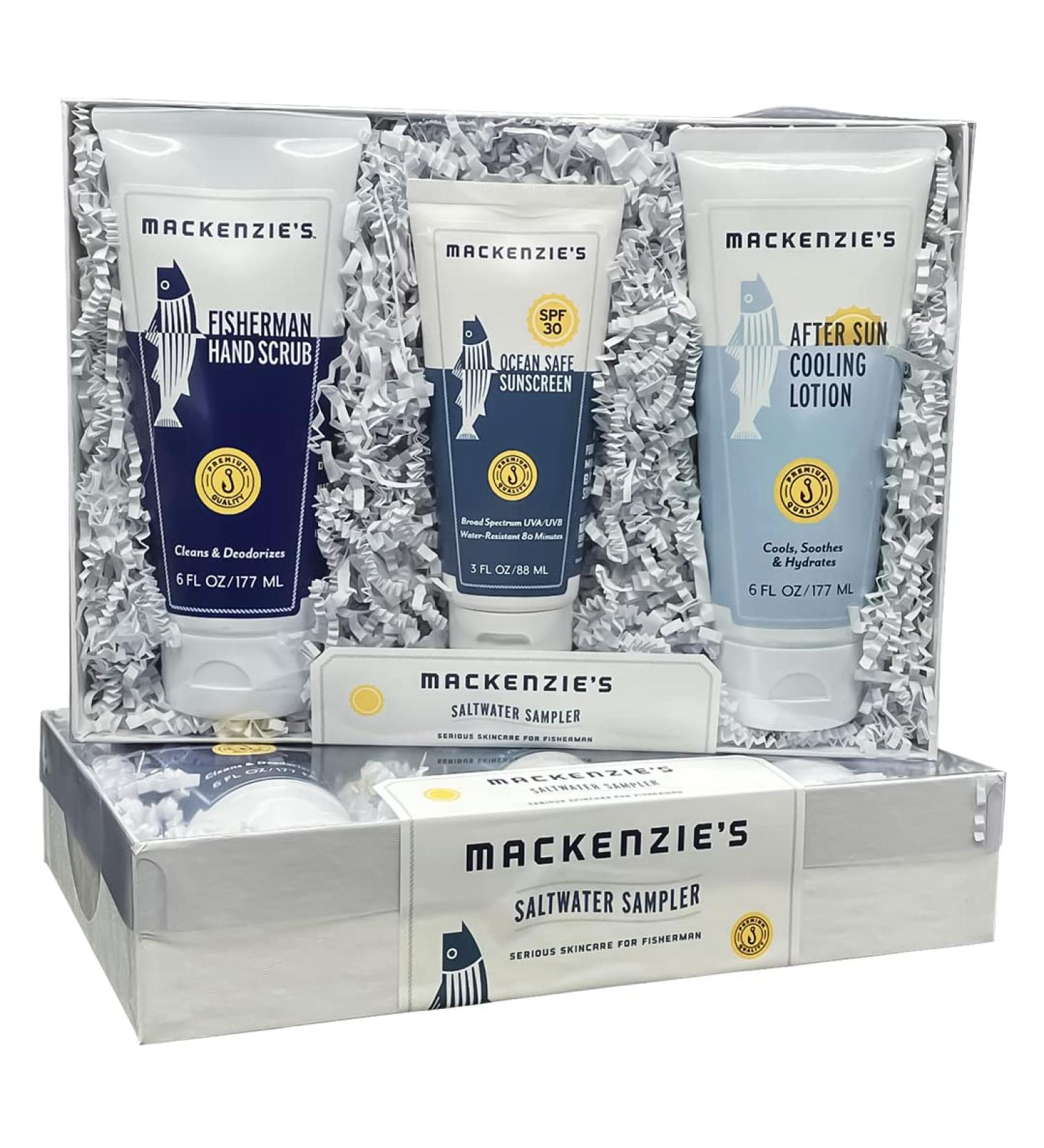 MacKenzie s Saltwater Sampler Gift Set | Ideal Gifts for Fishermen Men & Women | Hand Scrub Ocean Safe Sunscreen After Sun Lotion | Coastal Gift Ideas - Buy Online on GoSupps.com