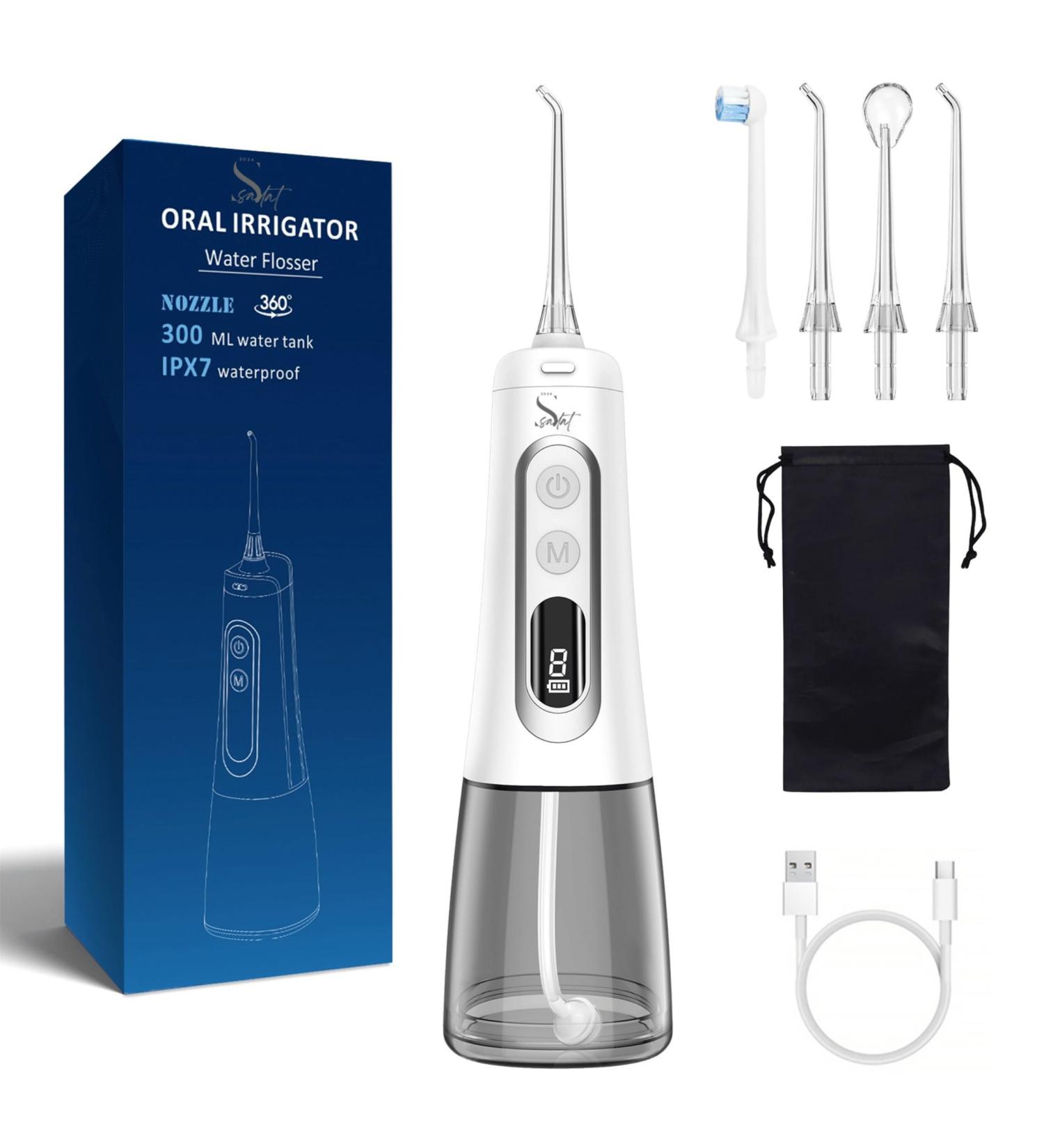Sadat Cordless Rechargeable Oral Irrigator - 9 Modes 360 Nozzle LED Display IPX7 Waterproof | Shop Internationally - Buy Online on GoSupps.com