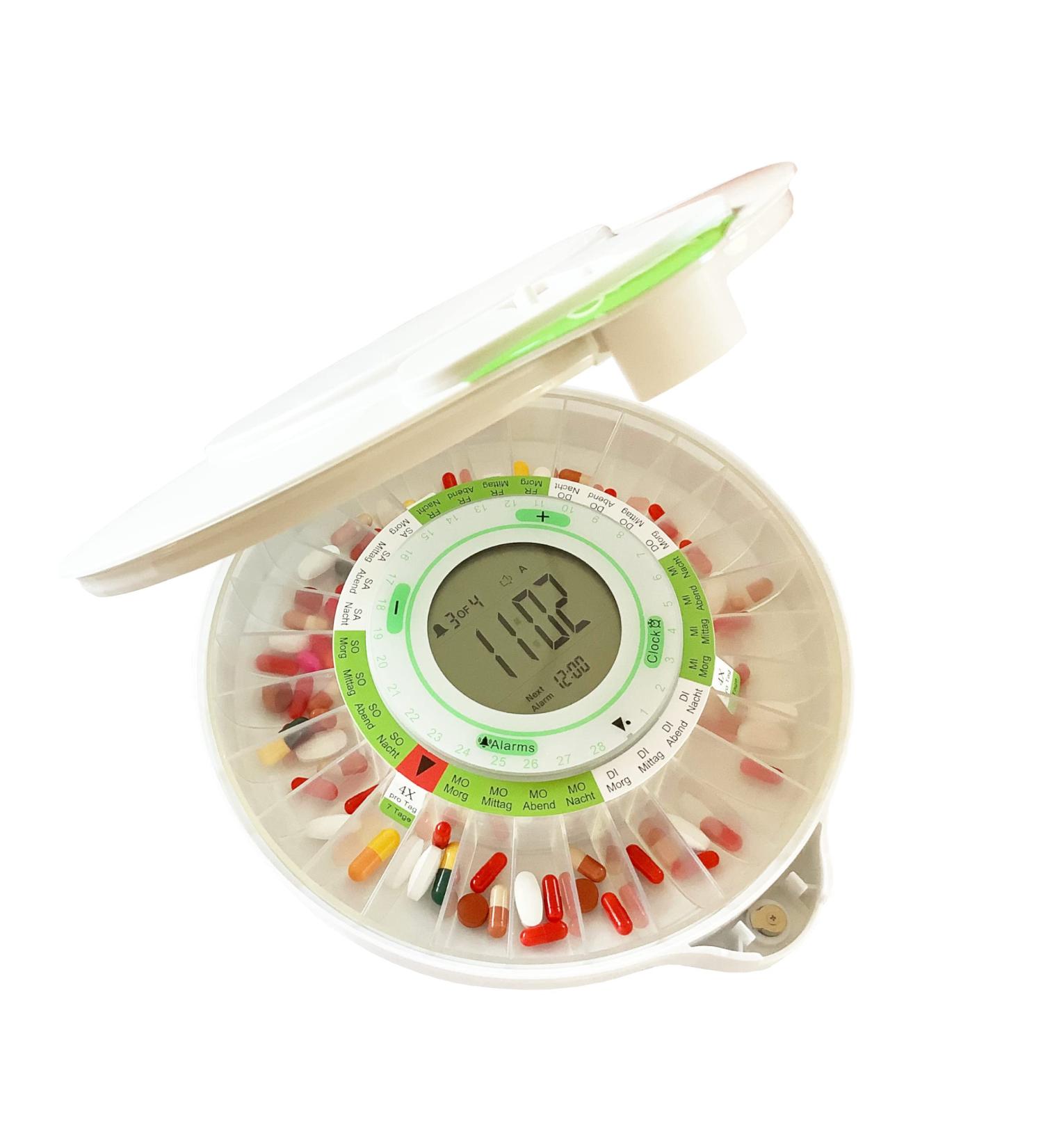 DoseControl Automatic Pill Dispenser 2021 | Large Display, 9 Alarms, Secure Locks | High Capacity Container for Alzheimer's & Dementia Patients | White Lid Model - Buy Online on GoSupps.com