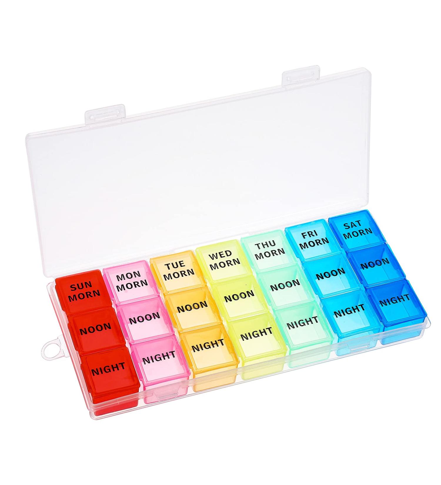 ALTcompluser Pill Box Organisers Transparent 7 Day 3 Time a Day Pill Storage Case Portable Weekly Pill Dispenser with 21 Compartments for Medication and Supplements - Buy Online on GoSupps.com