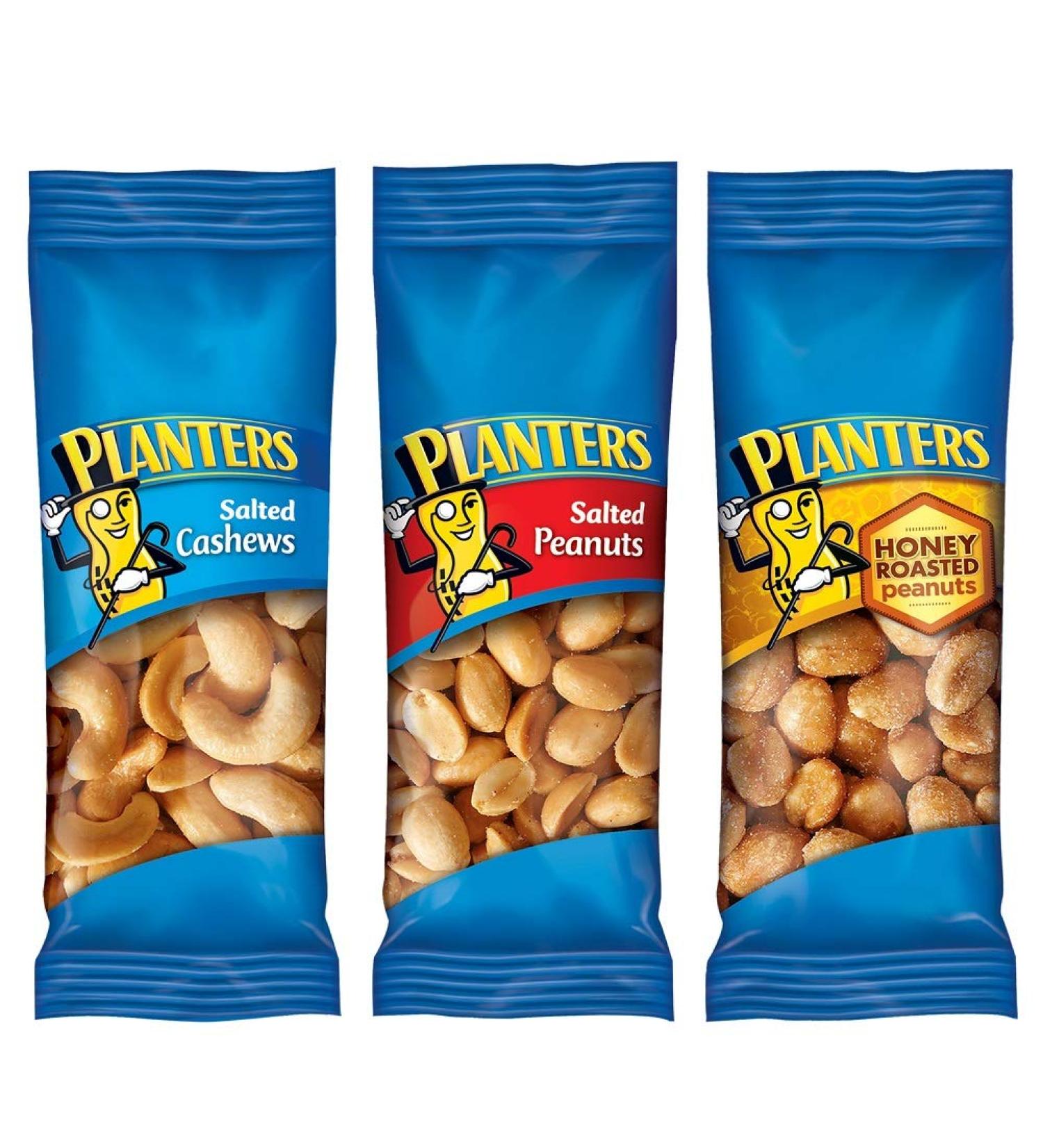 PLANTERS Variety Pack - 36 On-the-Go Nut Snacks: Salted Cashews, Peanuts & Honey Roasted | No Cholesterol, Healthy Fats - Buy Online on GoSupps.com
