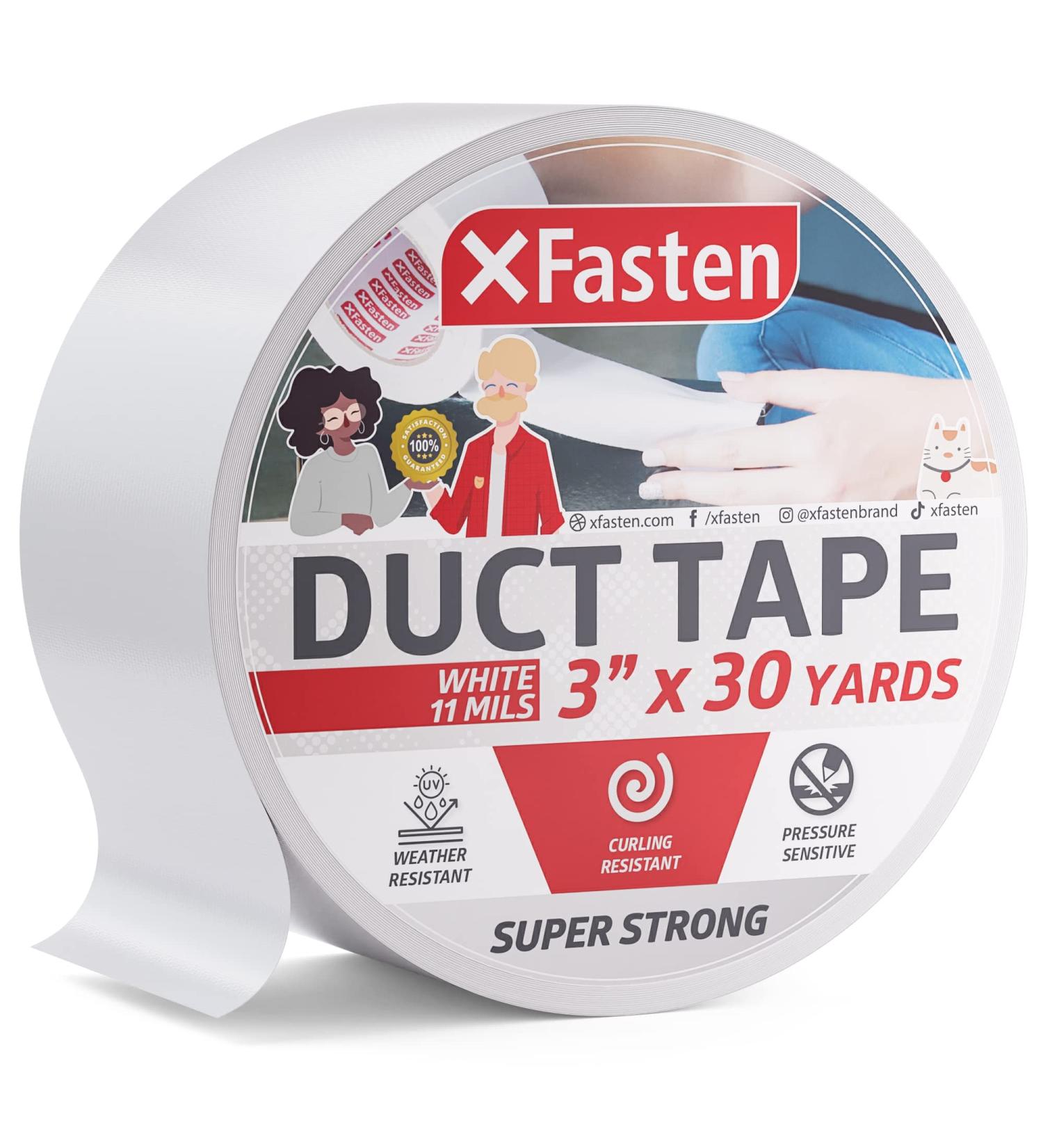 XFasten Super Strong Duct Tape  White  3" x 30 Yards  Waterproof Duct Tape for Outdoor  Indoor  School and Industrial Use 3-Inch by 30 Yards White - Buy Online on GoSupps.com