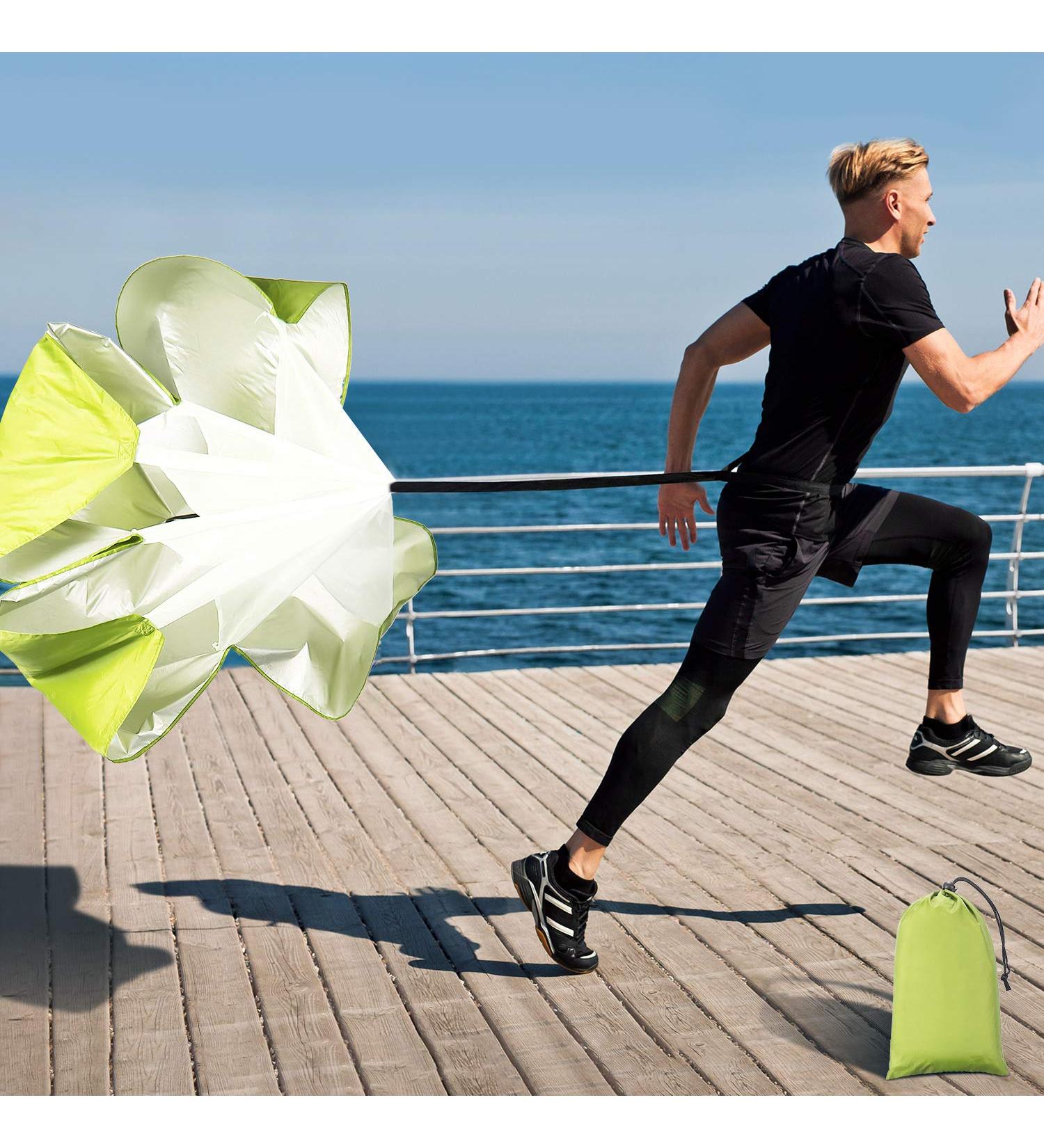 56 Speed Chute for Running Speed Training | Resistance Parachute for Football & Soccer | Includes Carry Bag | Kids, Youth, and Adults | Light Green - Buy Online on GoSupps.com