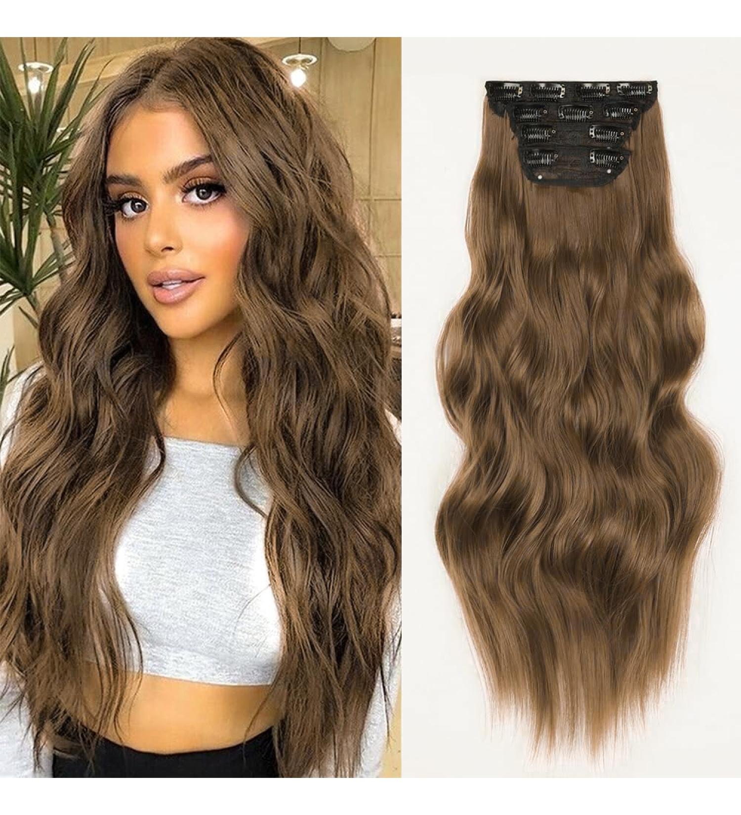 YDDM Clip-In Wavy Hair Extensions | 20 Inch 4pcs Synthetic Hair | Realistic Affordable & Full Coverage for Women - Buy Online on GoSupps.com