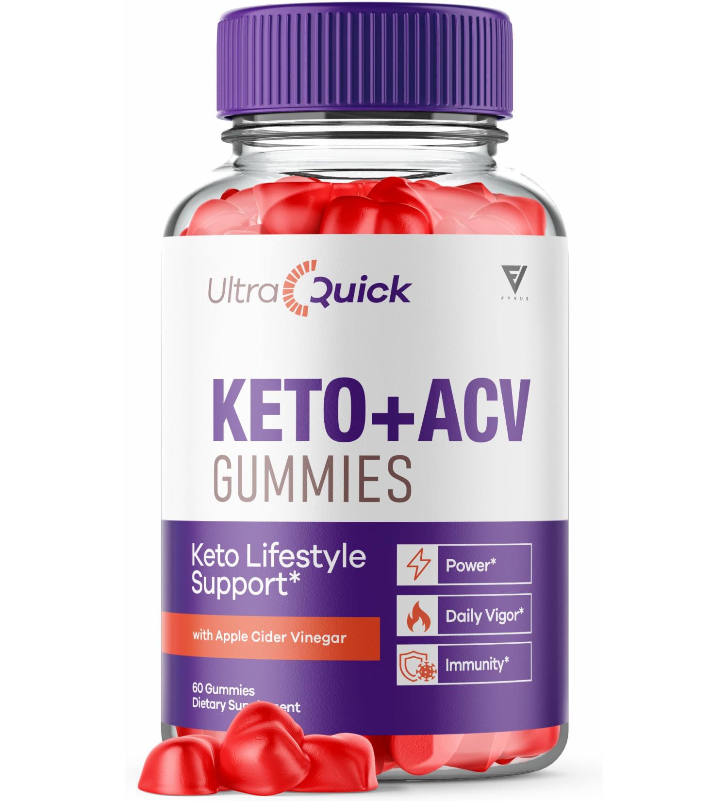 UltraQuick Keto ACV Gummies - Maximum Strength Apple Cider Vinegar Supplement for Weight Loss & Health (60 Gummies) - International Shipping Available - Buy Online on GoSupps.com