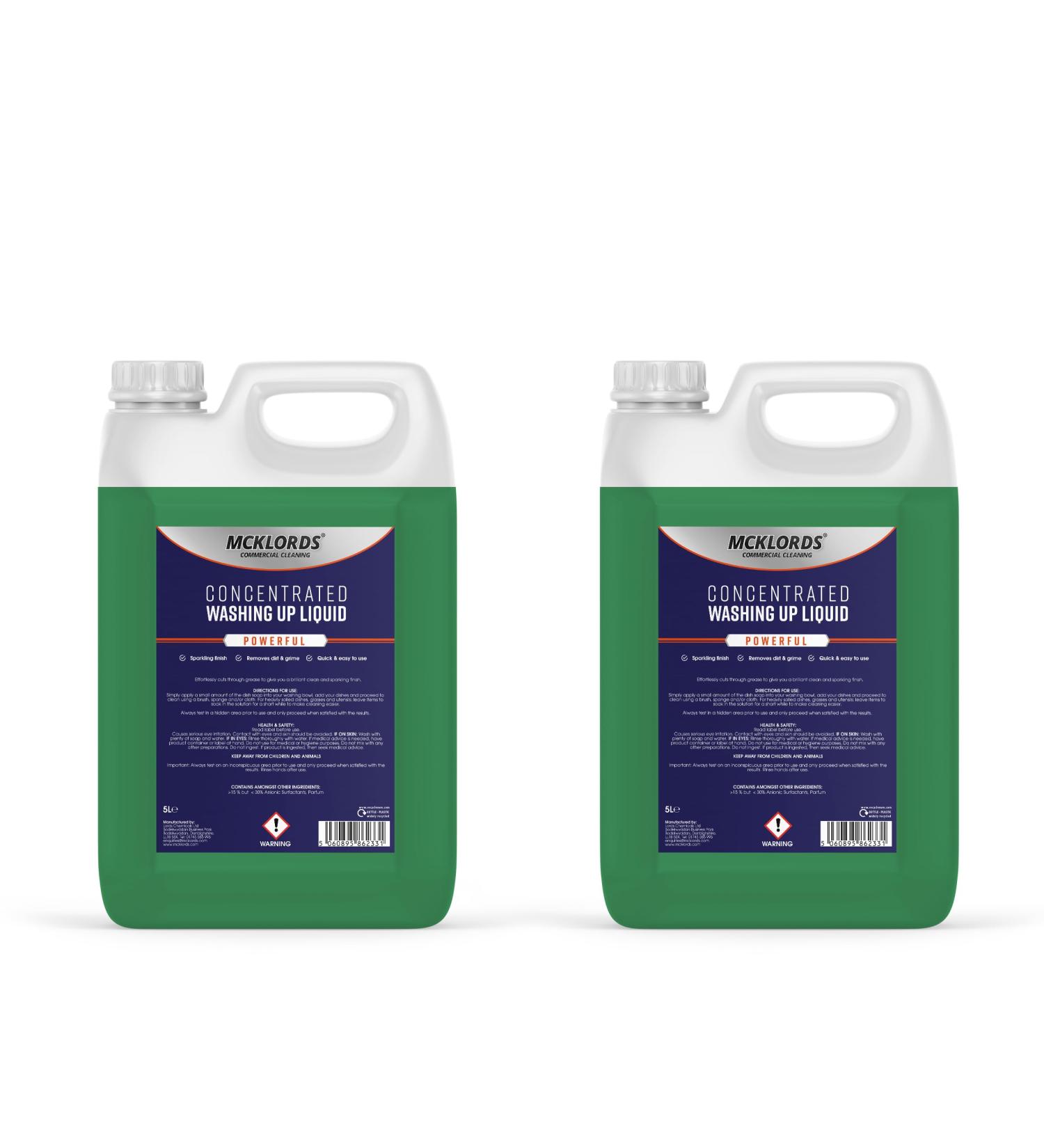 McKLords Concentrated Washing Up Liquid Green 10 Litre (2x5 Litre)  - Buy Online on GoSupps.com